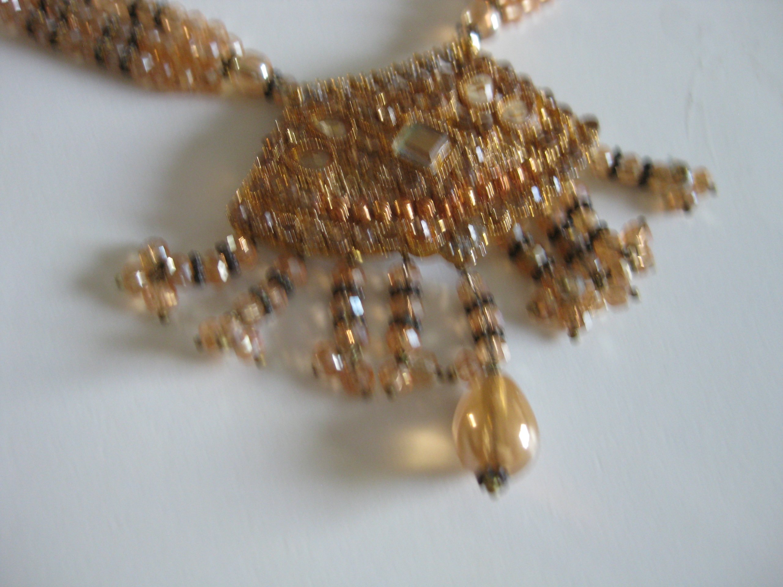 Vintage Gold & Black Beaded Necklace with Pendant Jewel-Ja-4 image 6