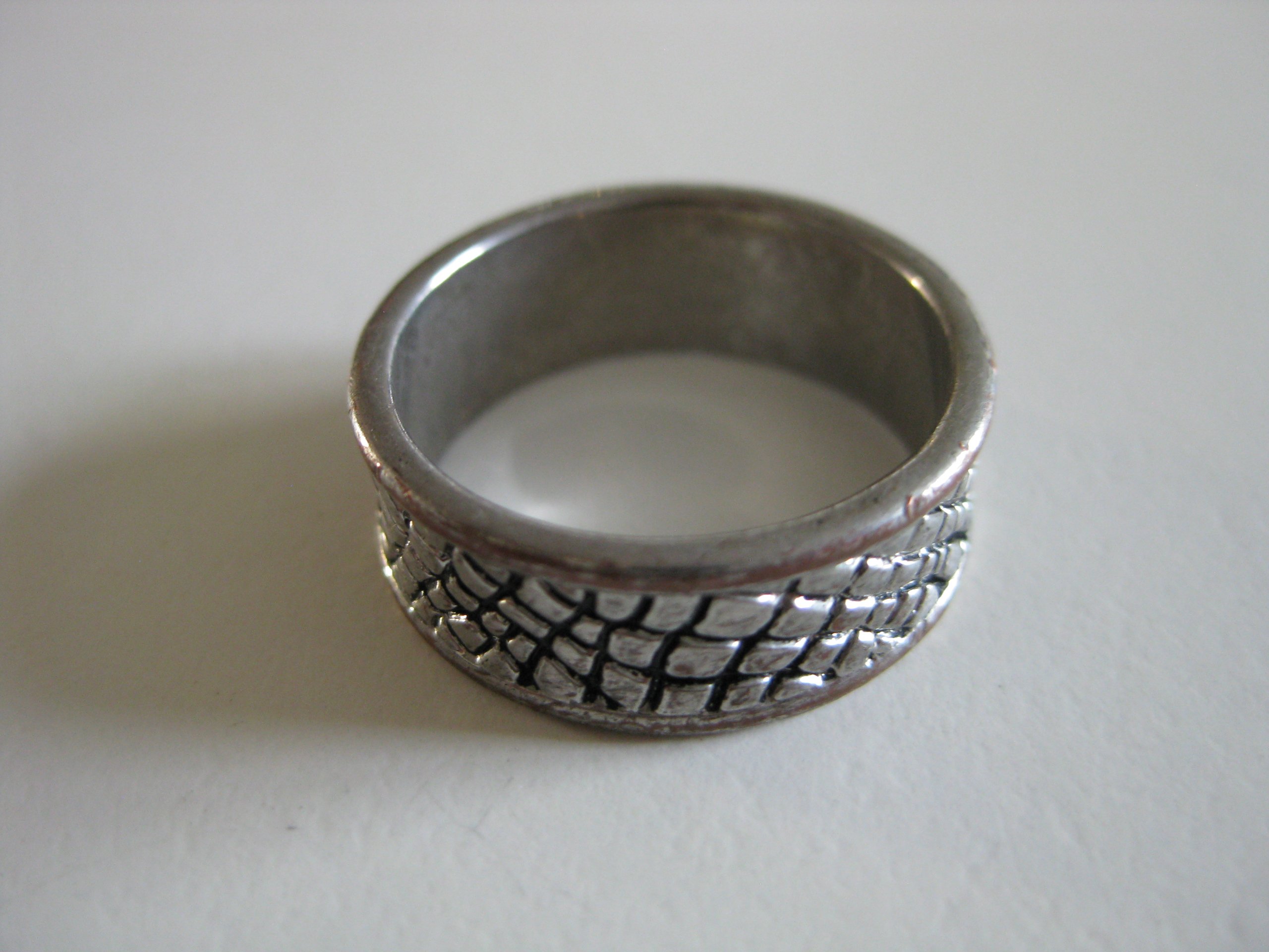 Vintage Silver Tone Black Patterned Band Ring EU 58 Jewel-Ja-4 image 3