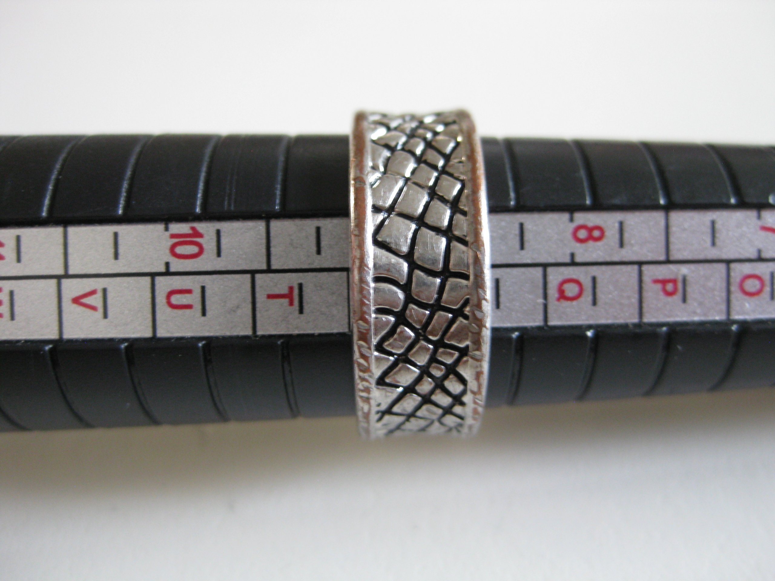 Vintage Silver Tone Black Patterned Band Ring EU 58 Jewel-Ja-4 image 6