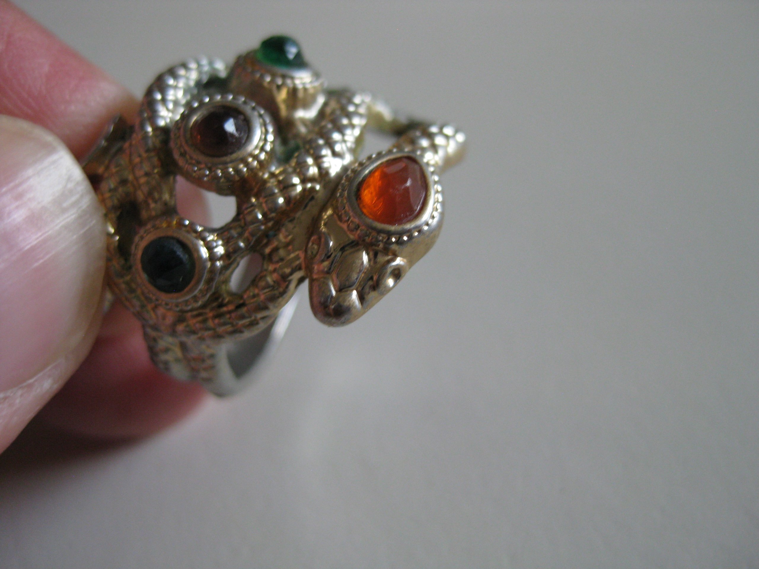Silver Multicolor Stone Snake Design Adjustable Ring Size 16 mm Unisex Jewel-Ja-4 image 8