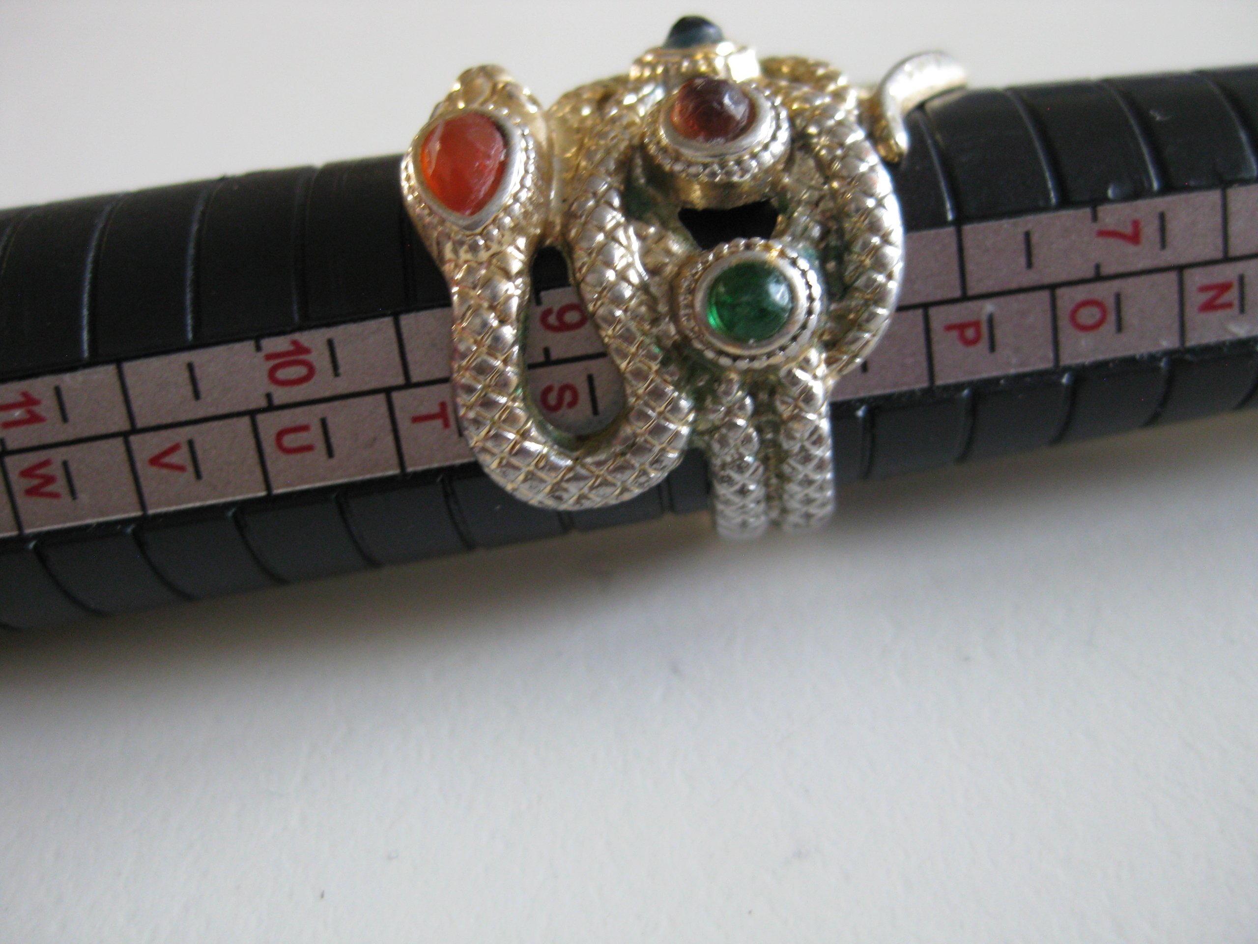 Silver Multicolor Stone Snake Design Adjustable Ring Size 16 mm Unisex Jewel-Ja-4 image 9