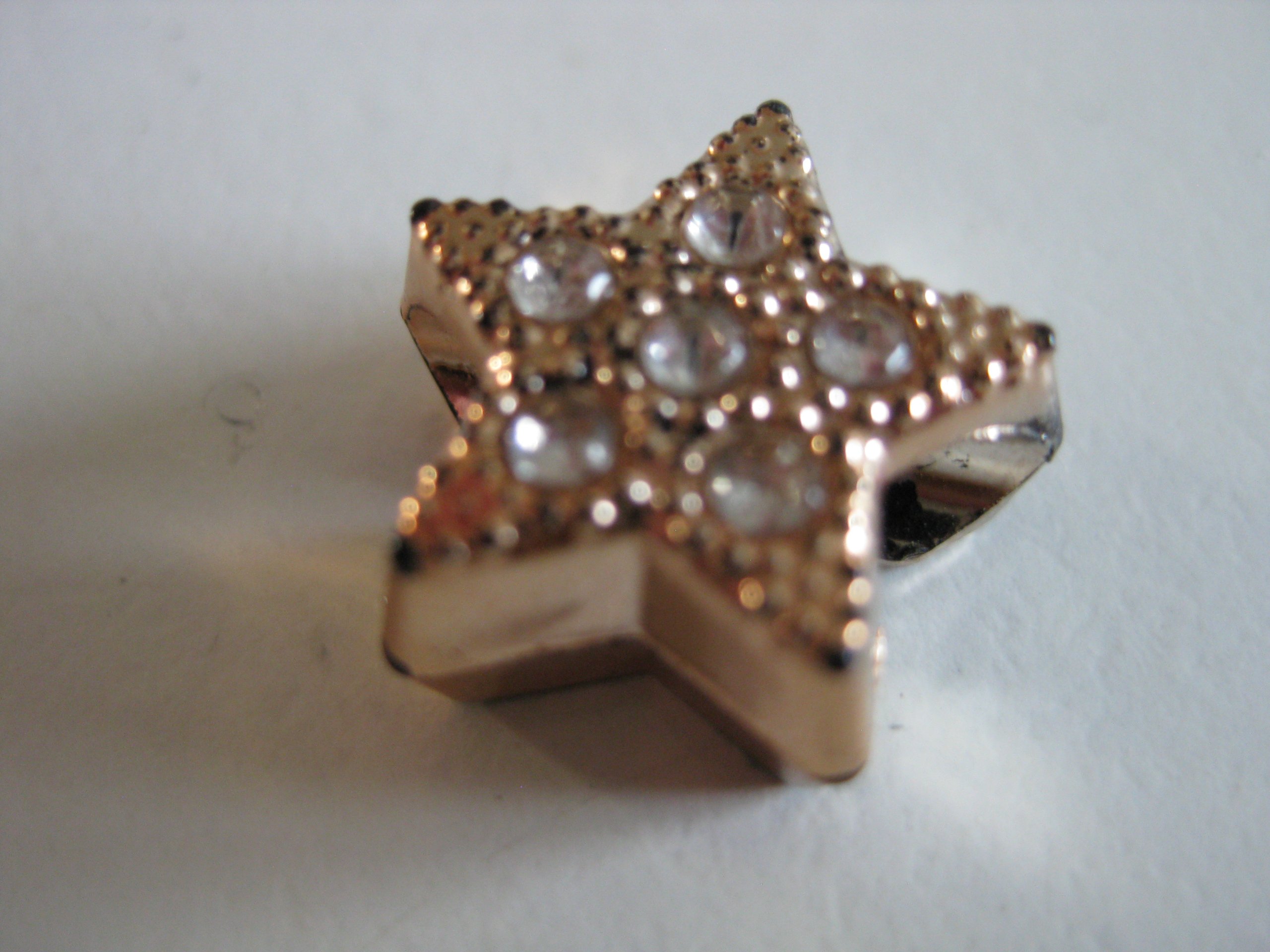 Gold & Clear Crystal Star Charm Bead 13mm Jewel-Ja-4
