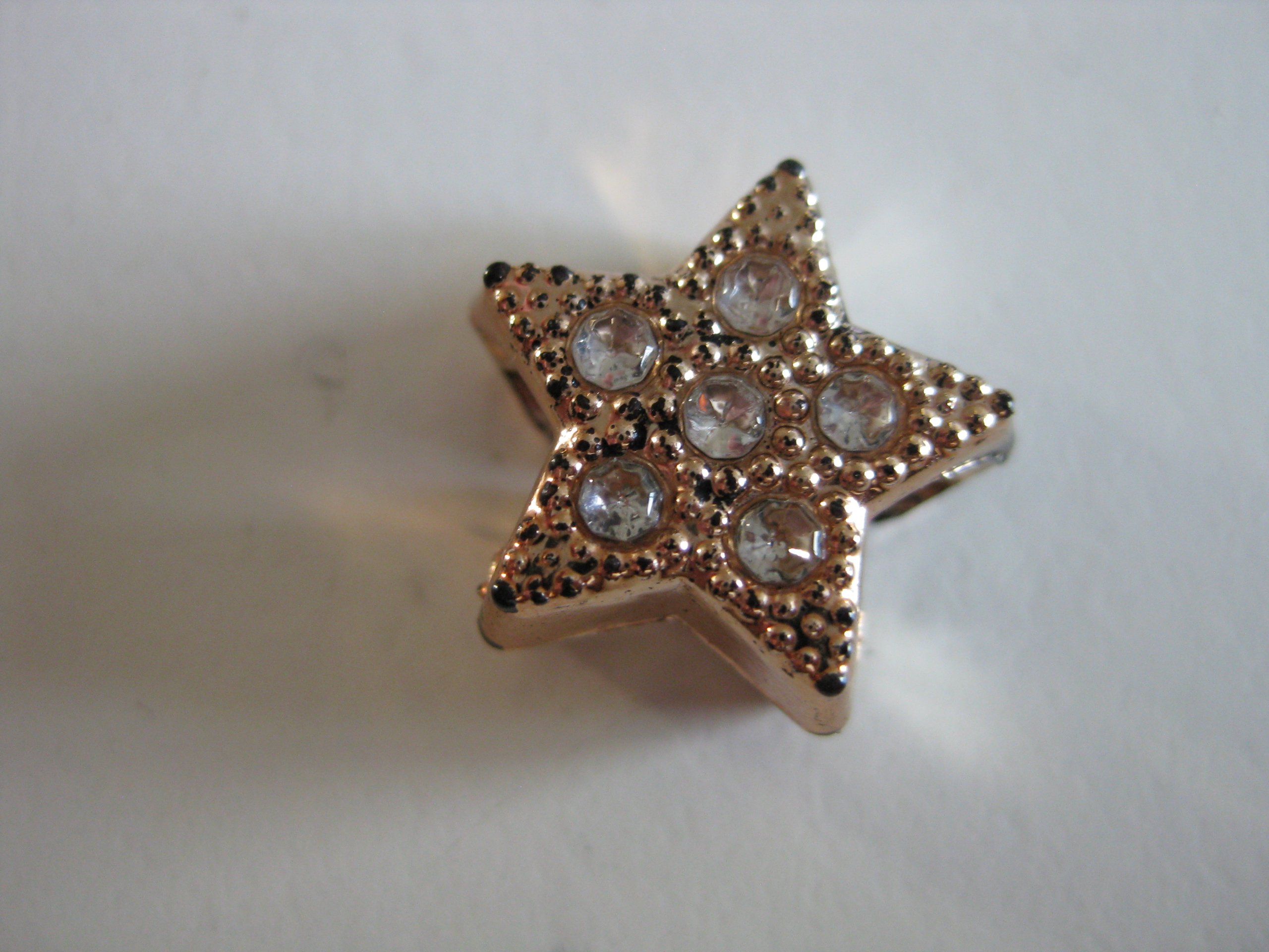 Gold & Clear Crystal Star Charm Bead 13mm Jewel-Ja-4 image 3