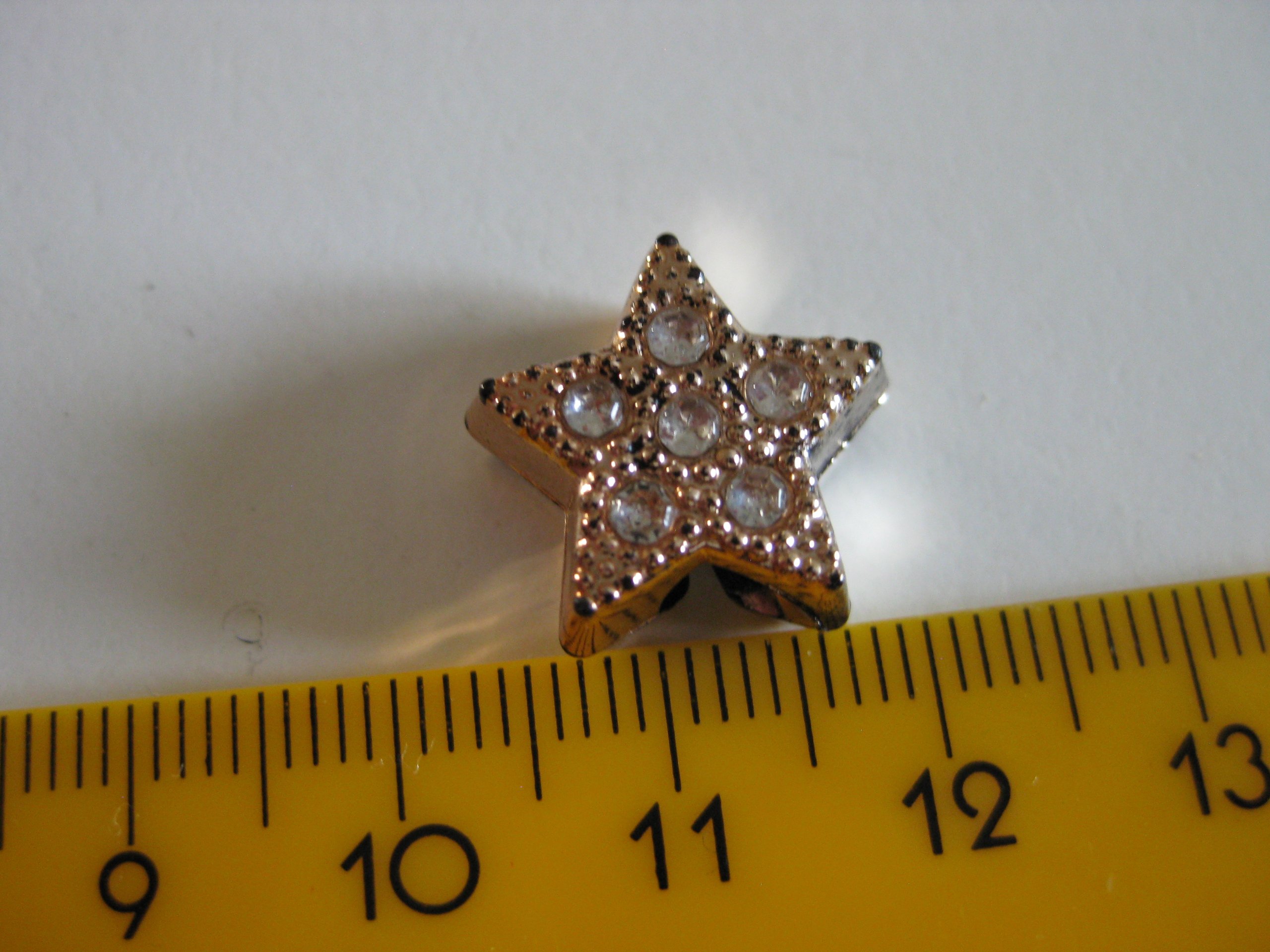 Gold & Clear Crystal Star Charm Bead 13mm Jewel-Ja-4 image 5