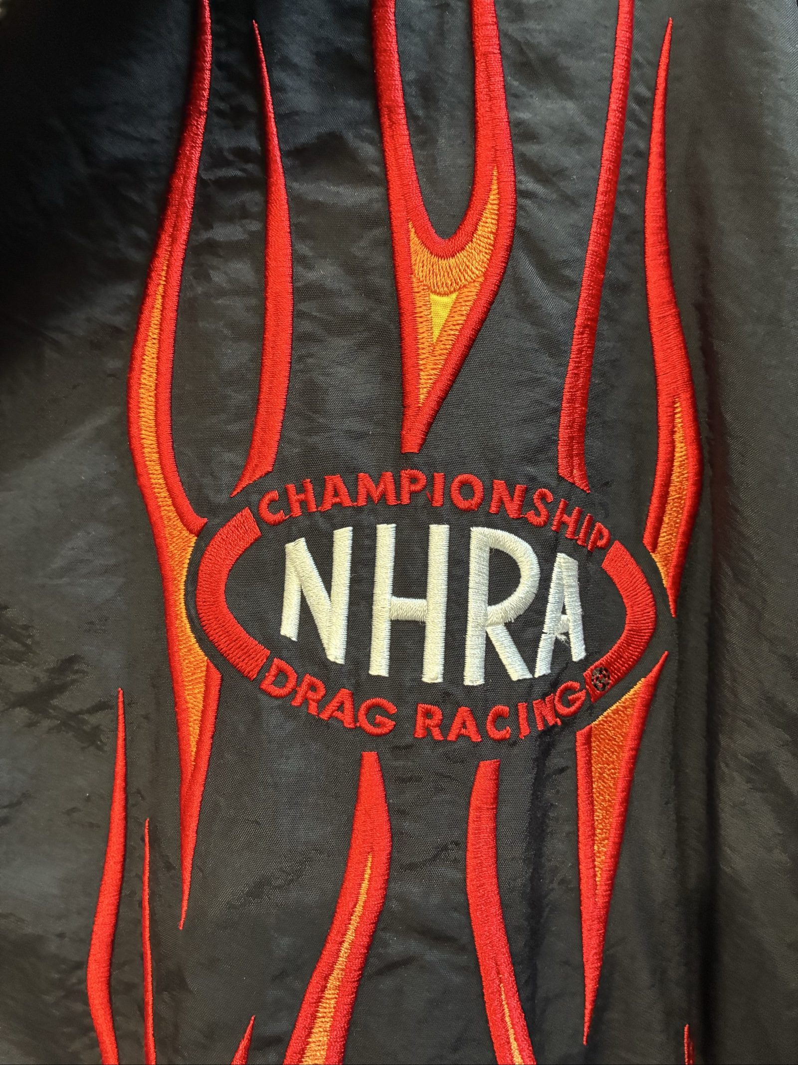 Vintage Black NHRA Flame Embroidered y2k Nylon Jacket image 4