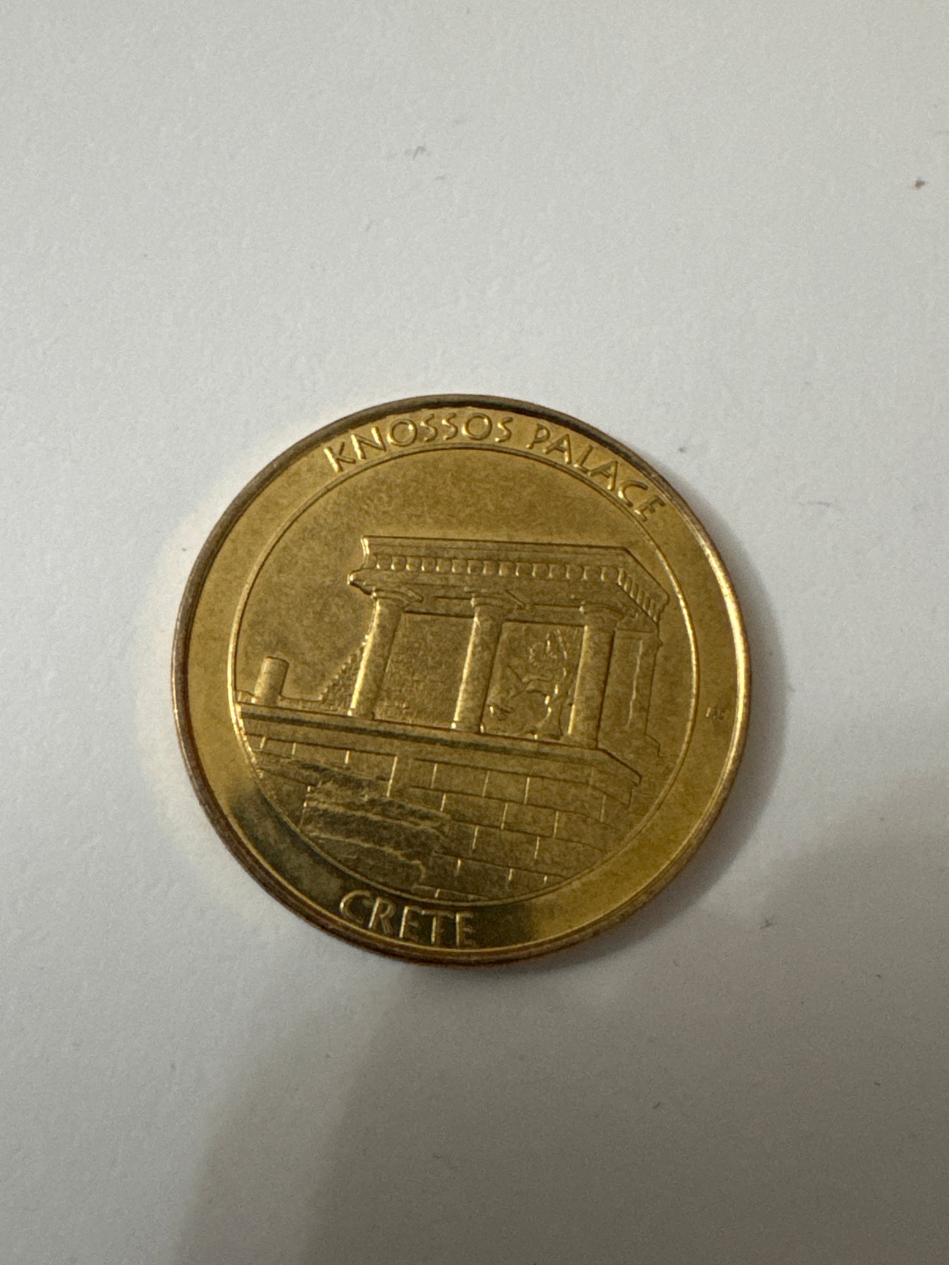 Greek Heritage Coin Knossos Palace Crete Gold Tone 45 mm Jewel-Ja-6