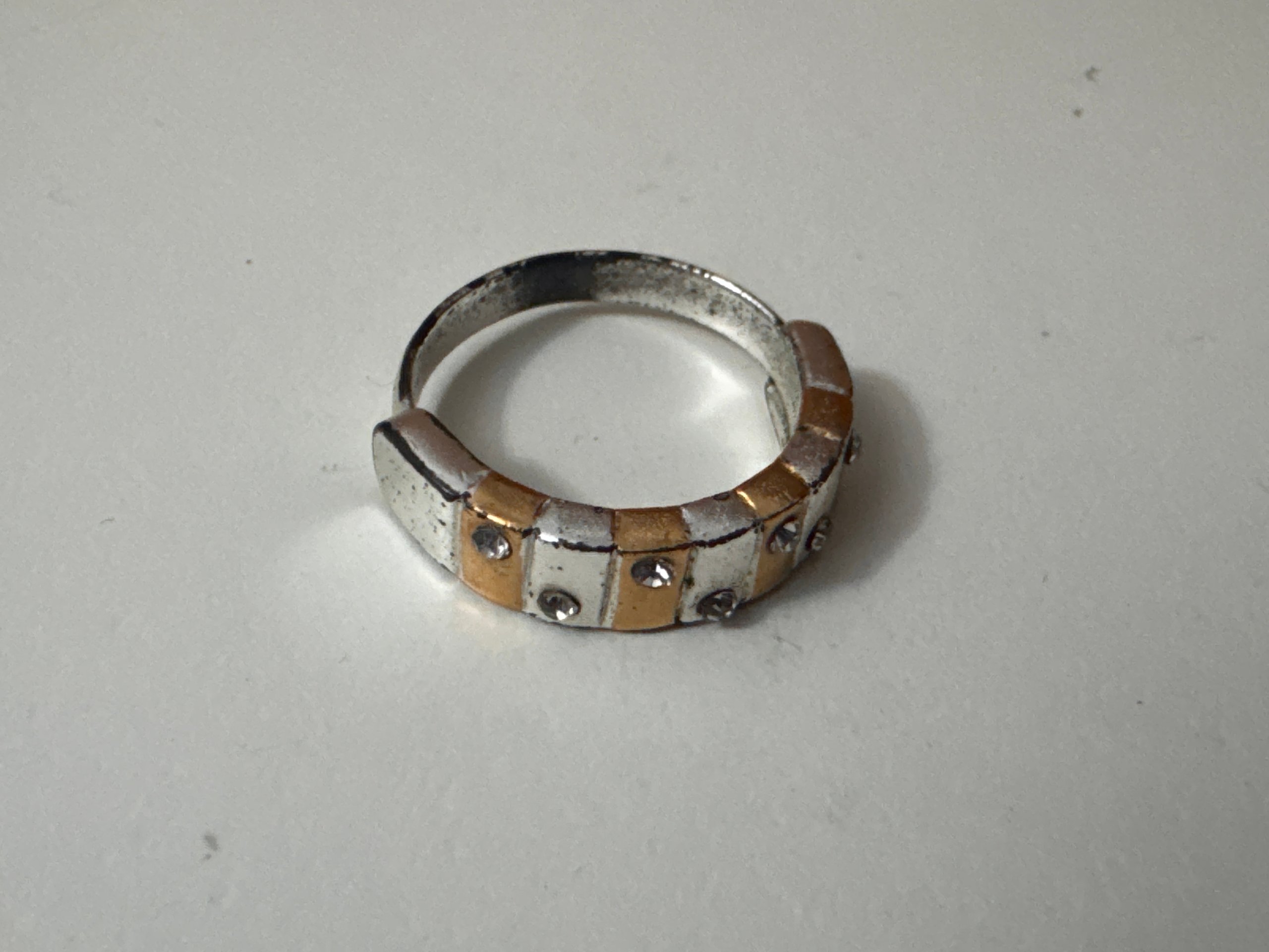 Two Tone Metal Ring with Stud Detail Unisex Jewel-Ja-6 image 2