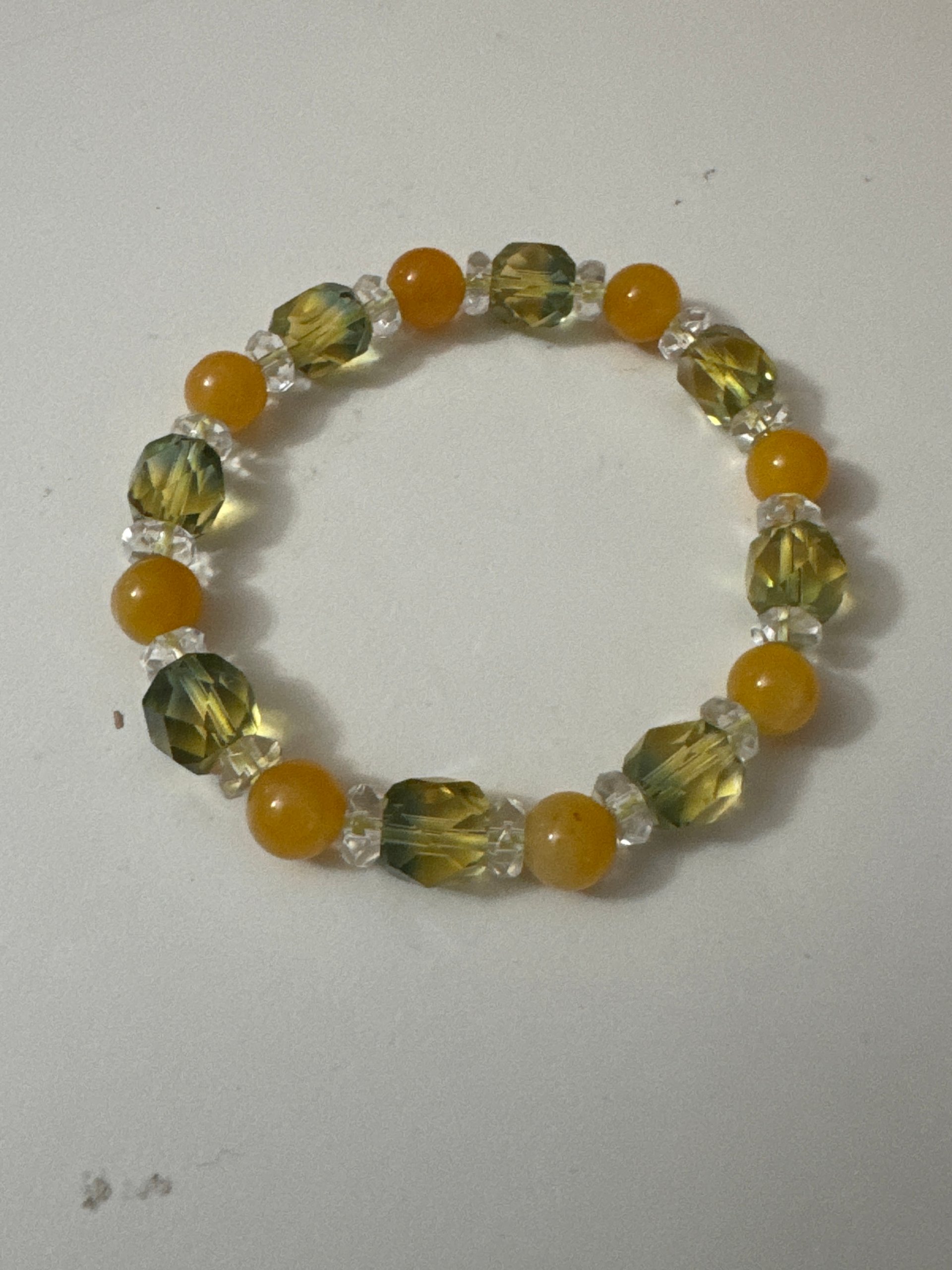 Yellow & Clear Faceted Beaded Stretch Bracelet Jewel-Ja-6