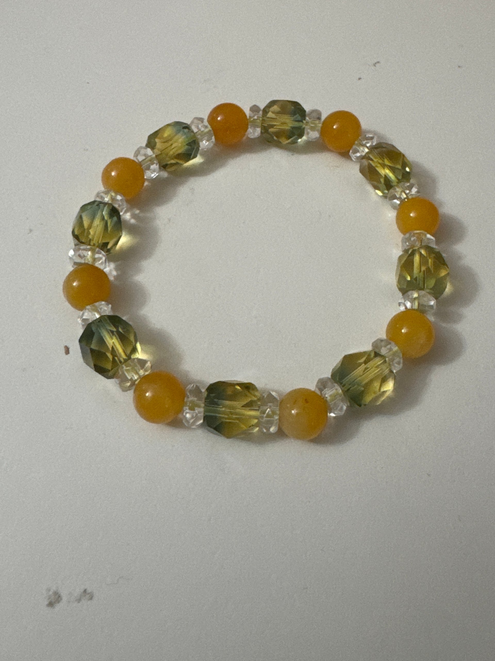 Yellow & Clear Faceted Beaded Stretch Bracelet Jewel-Ja-6 image 2