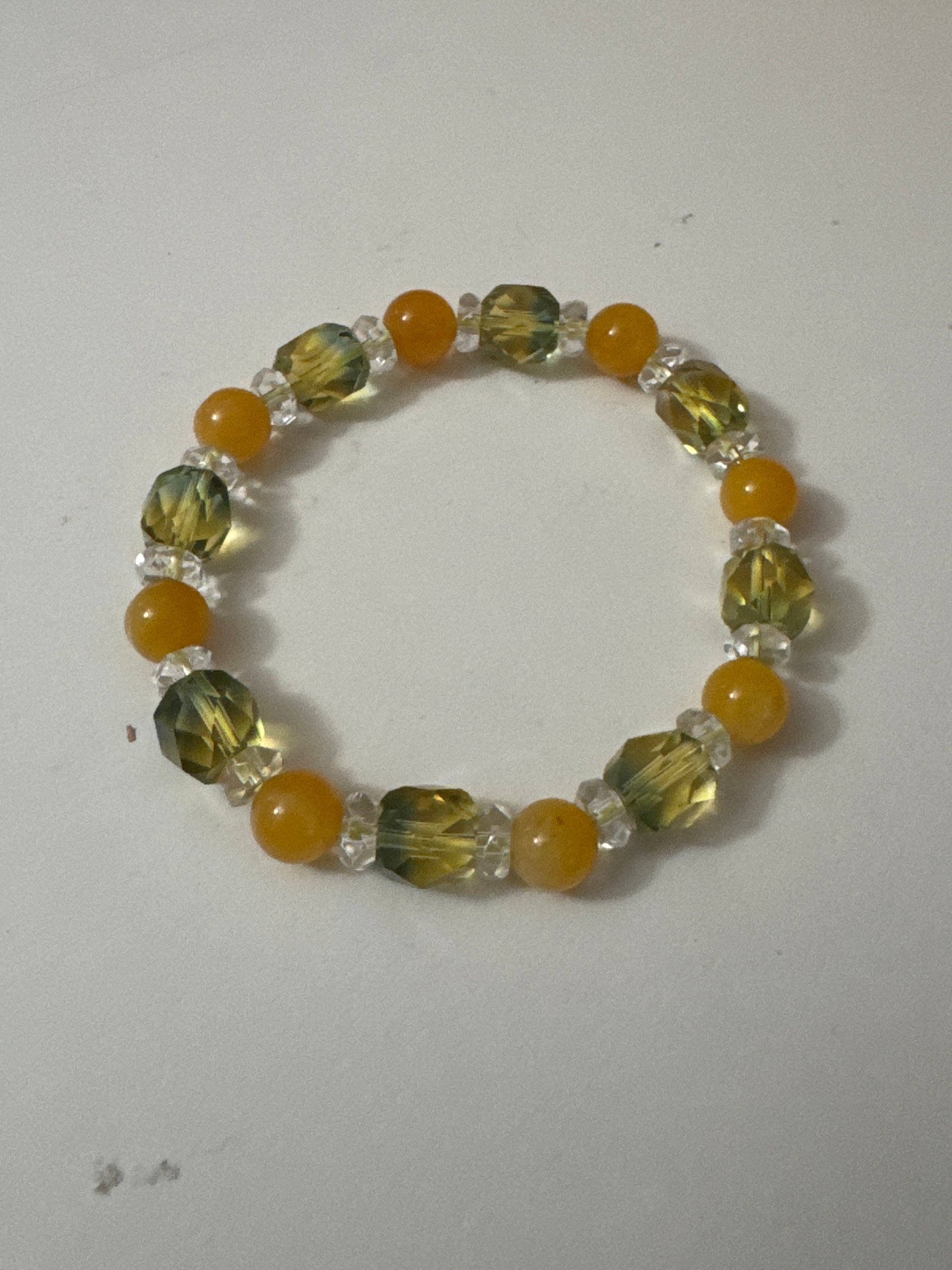 Yellow & Clear Faceted Beaded Stretch Bracelet Jewel-Ja-6 image 3