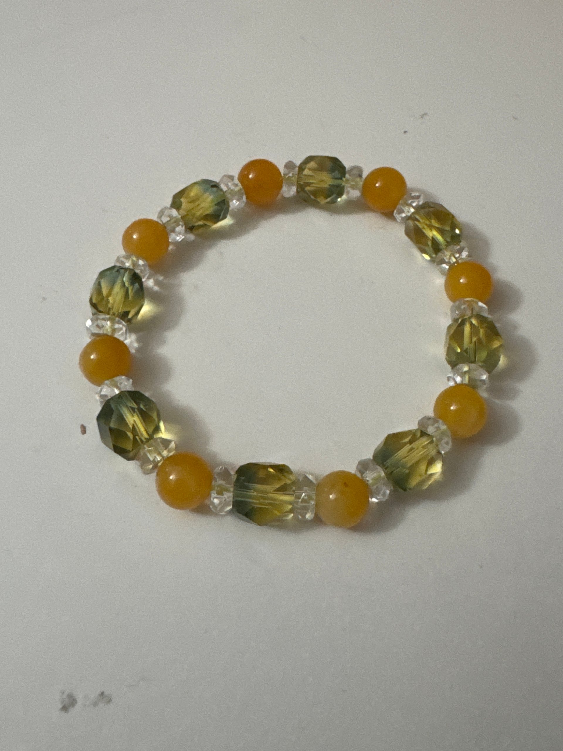 Yellow & Clear Faceted Beaded Stretch Bracelet Jewel-Ja-6 image 4