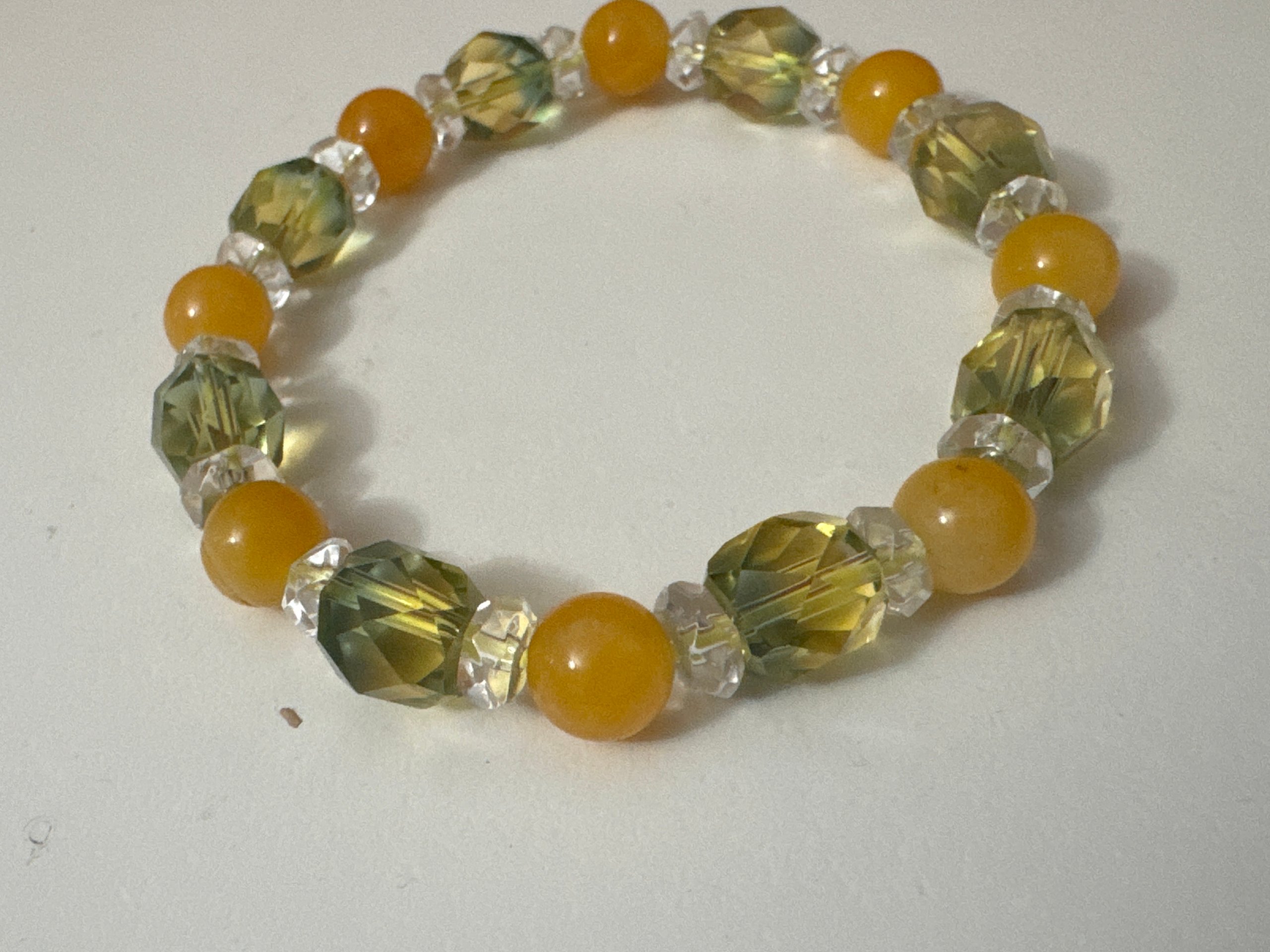 Yellow & Clear Faceted Beaded Stretch Bracelet Jewel-Ja-6 image 5