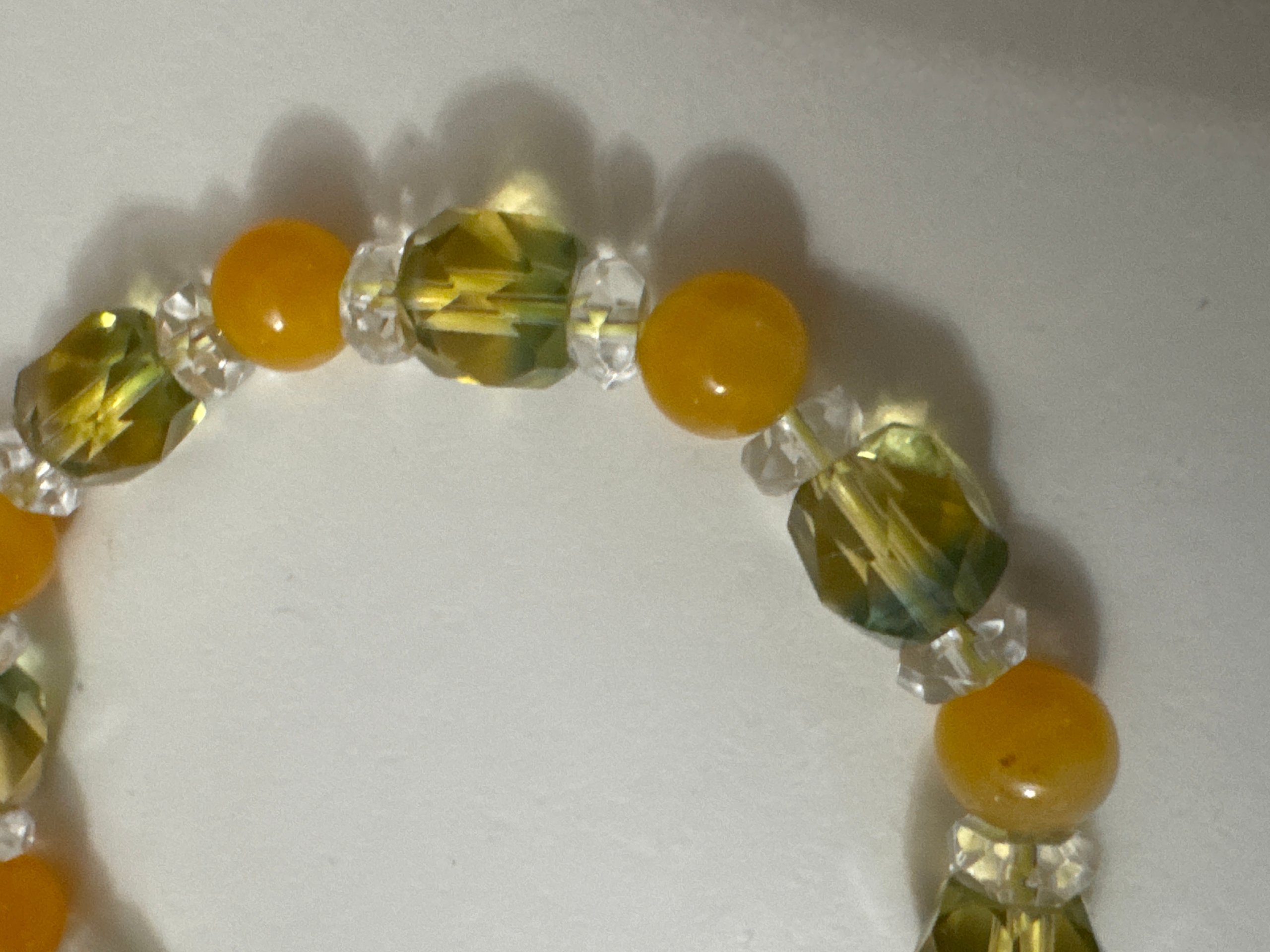 Yellow & Clear Faceted Beaded Stretch Bracelet Jewel-Ja-6 image 6