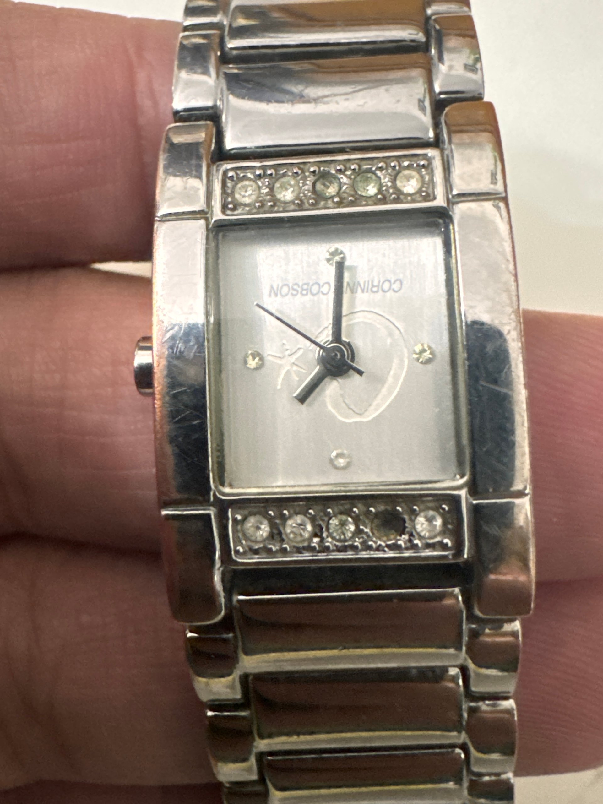 Corinne Cobson Silver Crystal Accent Ladies Watch Jewel-Ja-6