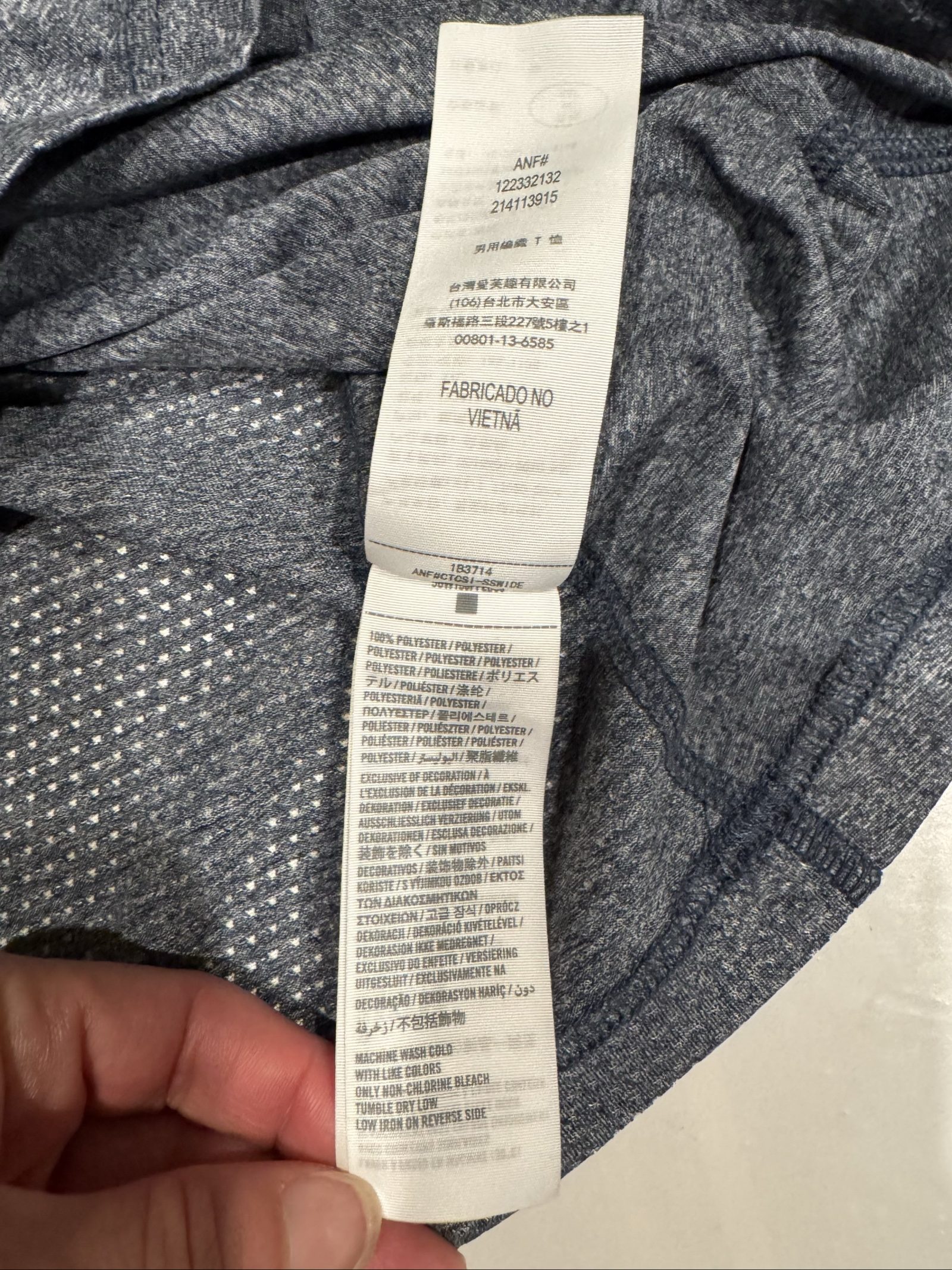 Men’s Abercrombie & Fitch A&F 1892 Active Performance T-Shirt – Heather Gray – XL image 5