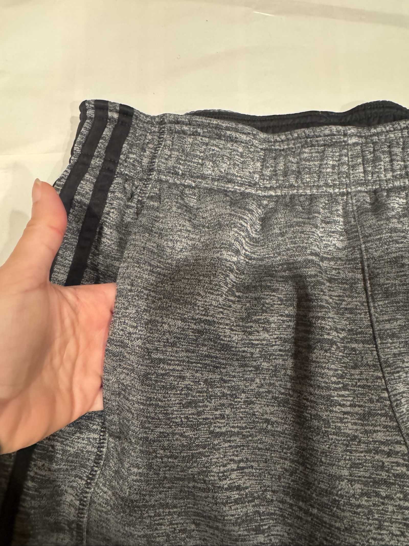 Men’s Adidas ClimaWarm 3-Stripe Athletic Sweatpants – Gray Black – Medium image 3