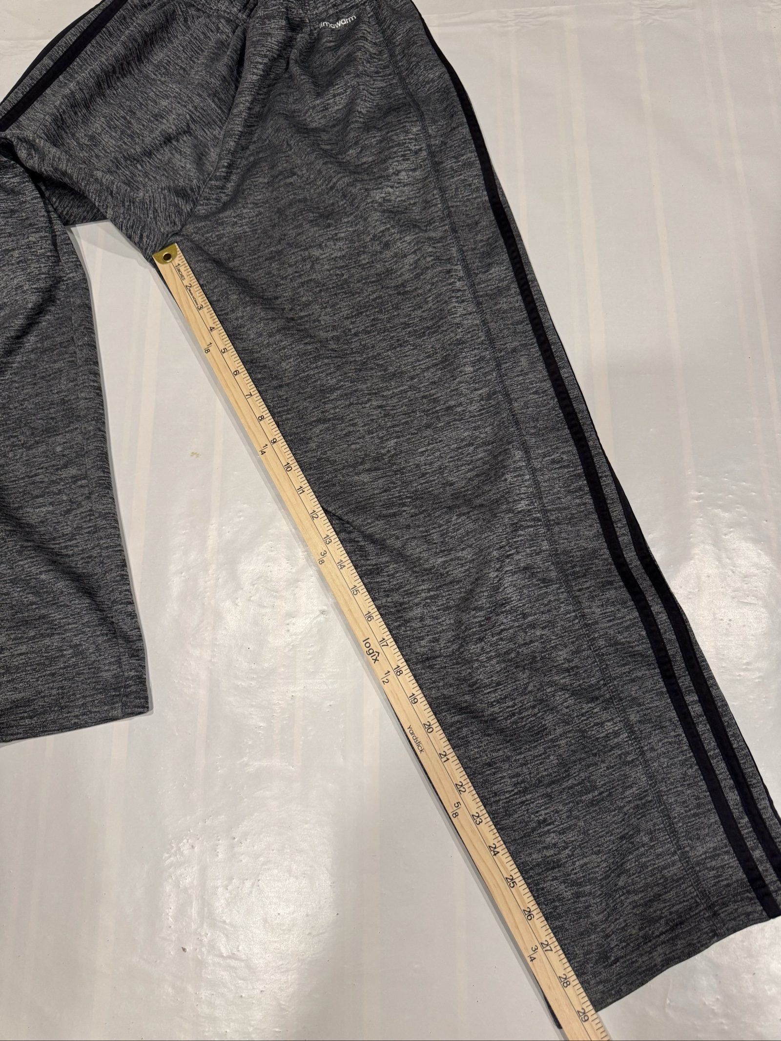 Men’s Adidas ClimaWarm 3-Stripe Athletic Sweatpants – Gray Black – Medium image 7