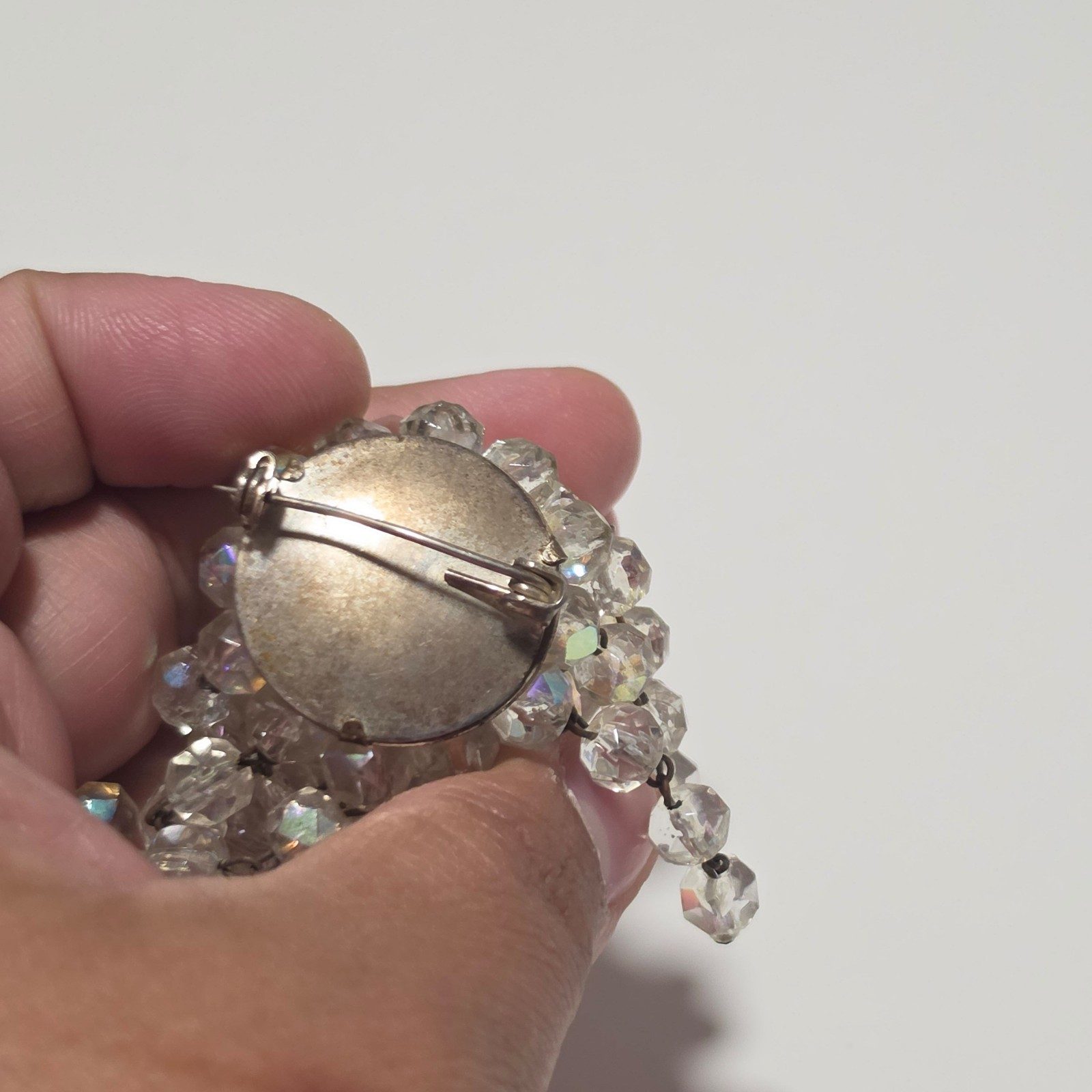 Vintagr Clear Crystal Beaded Brooch Pin .b6 image 3