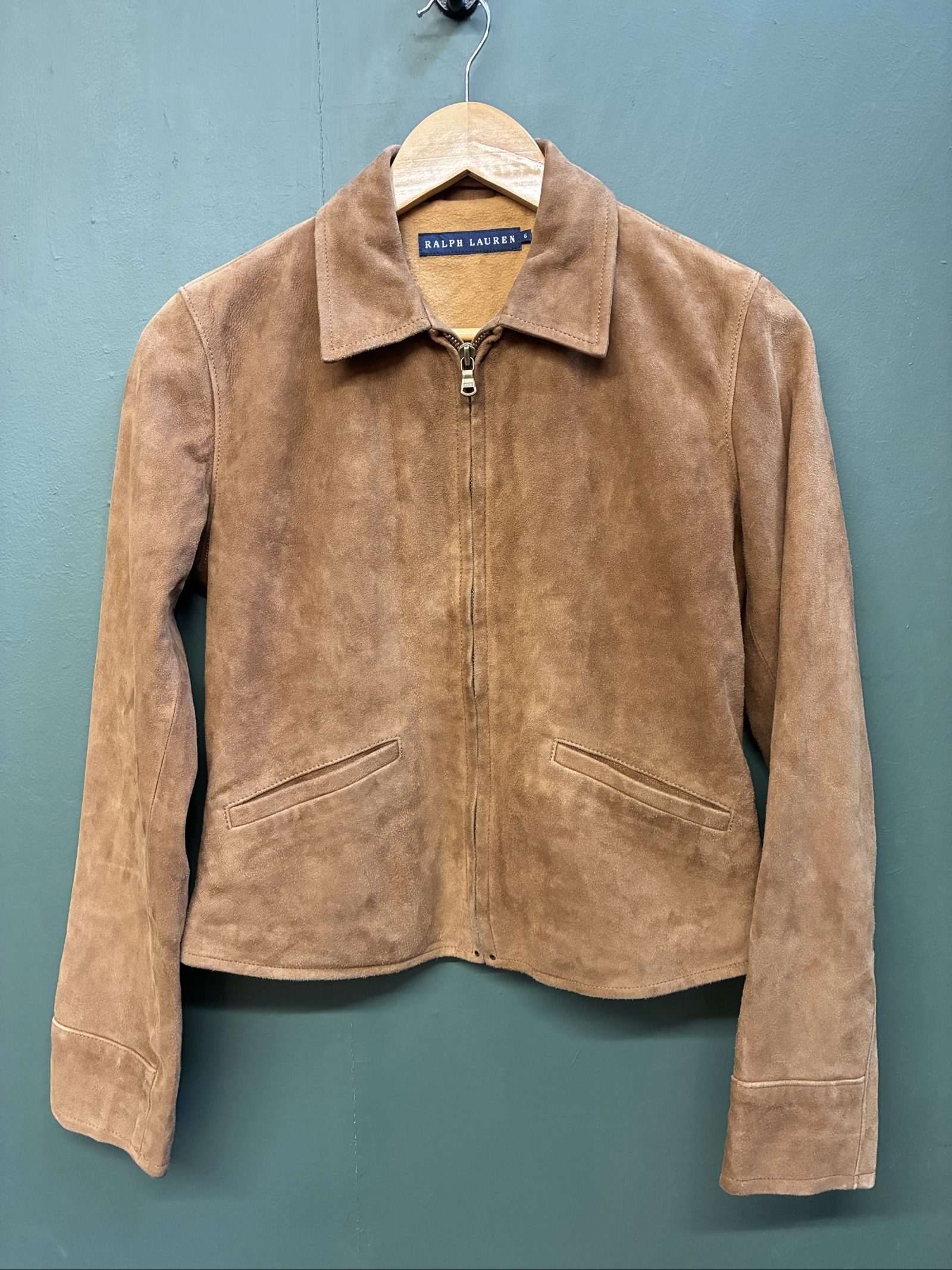 Vintage Ralph Lauren Brown Suede Zip Jacket Size 6