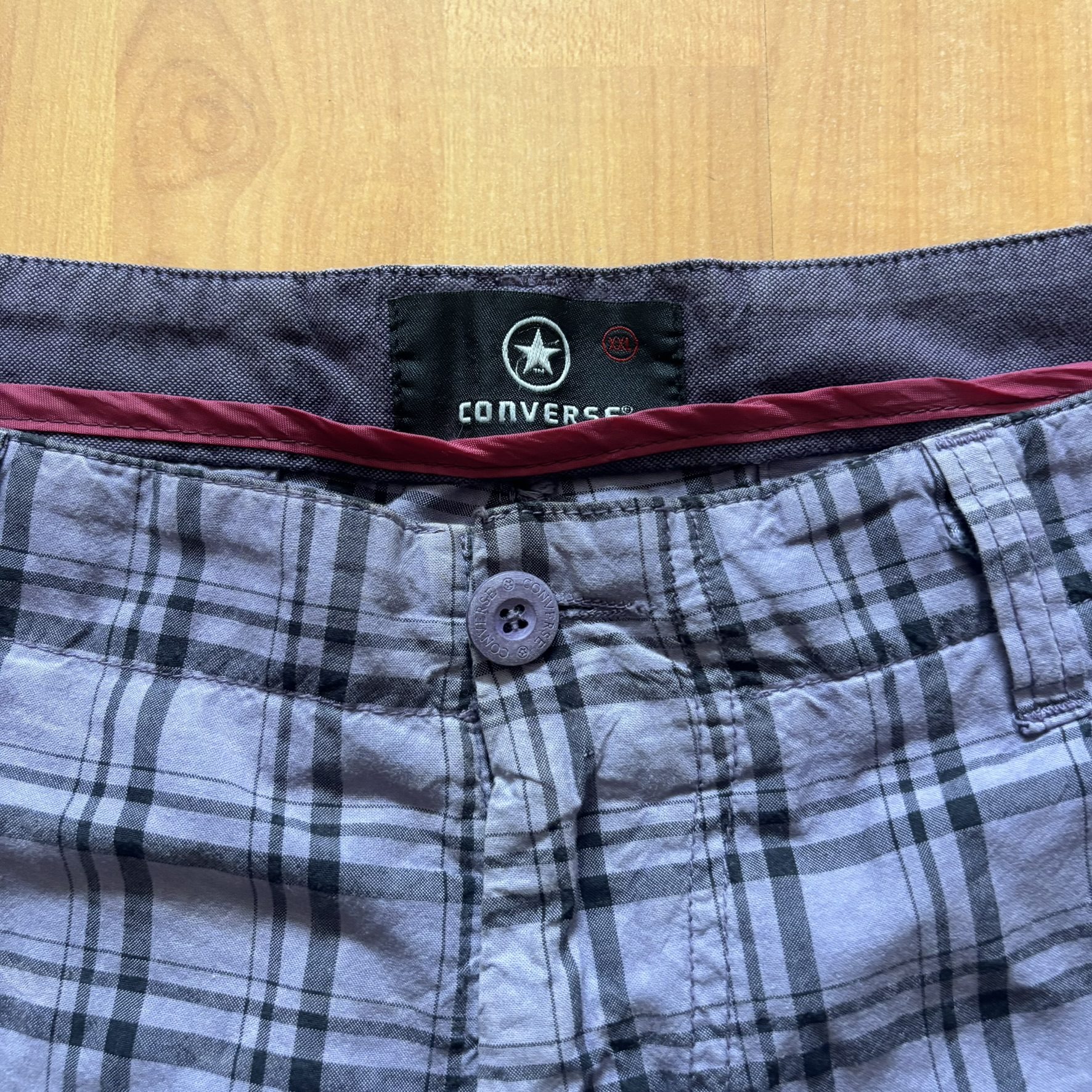 Converse Purple & Black Checked Cotton Shorts 34 Waist image 3