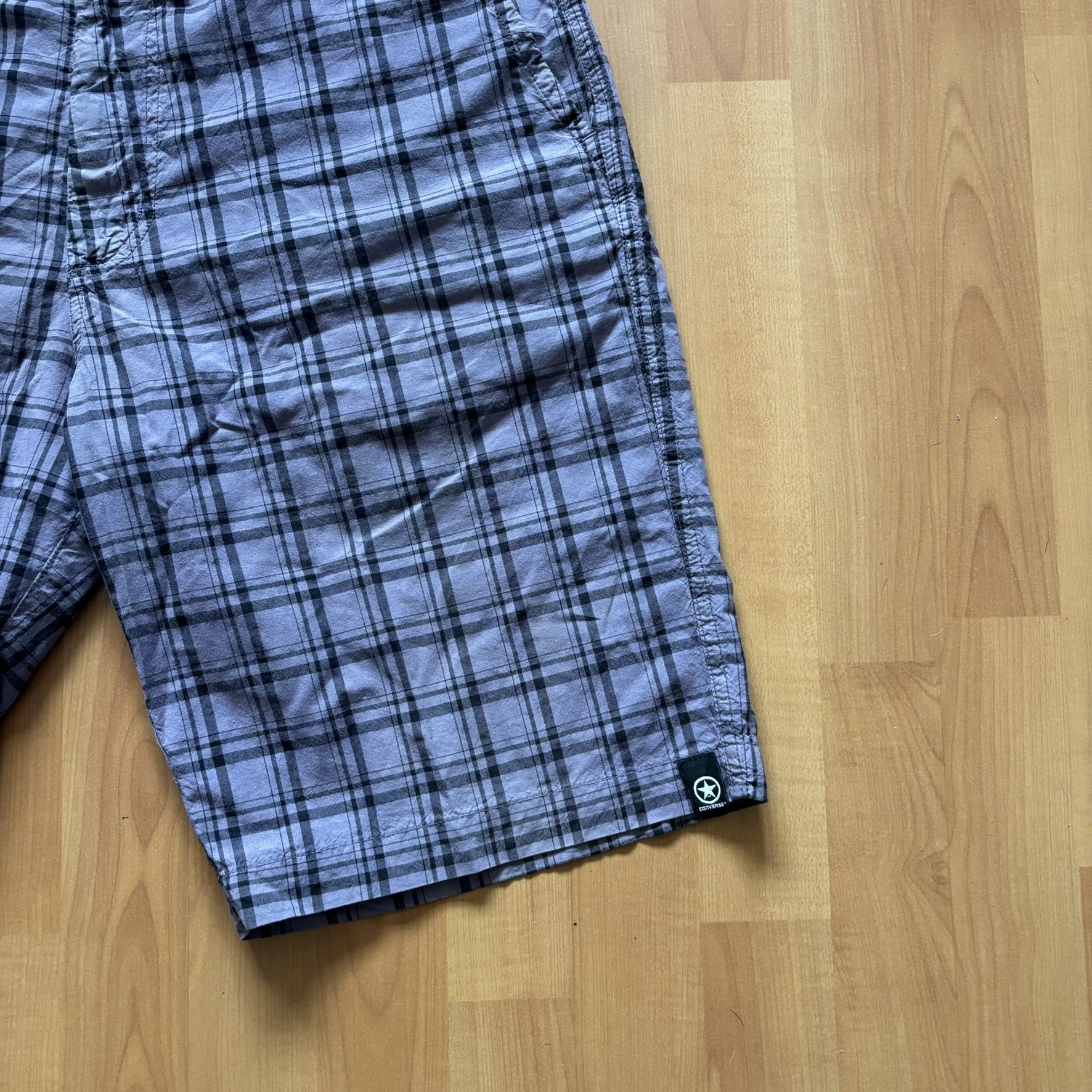 Converse Purple & Black Checked Cotton Shorts 34 Waist image 4