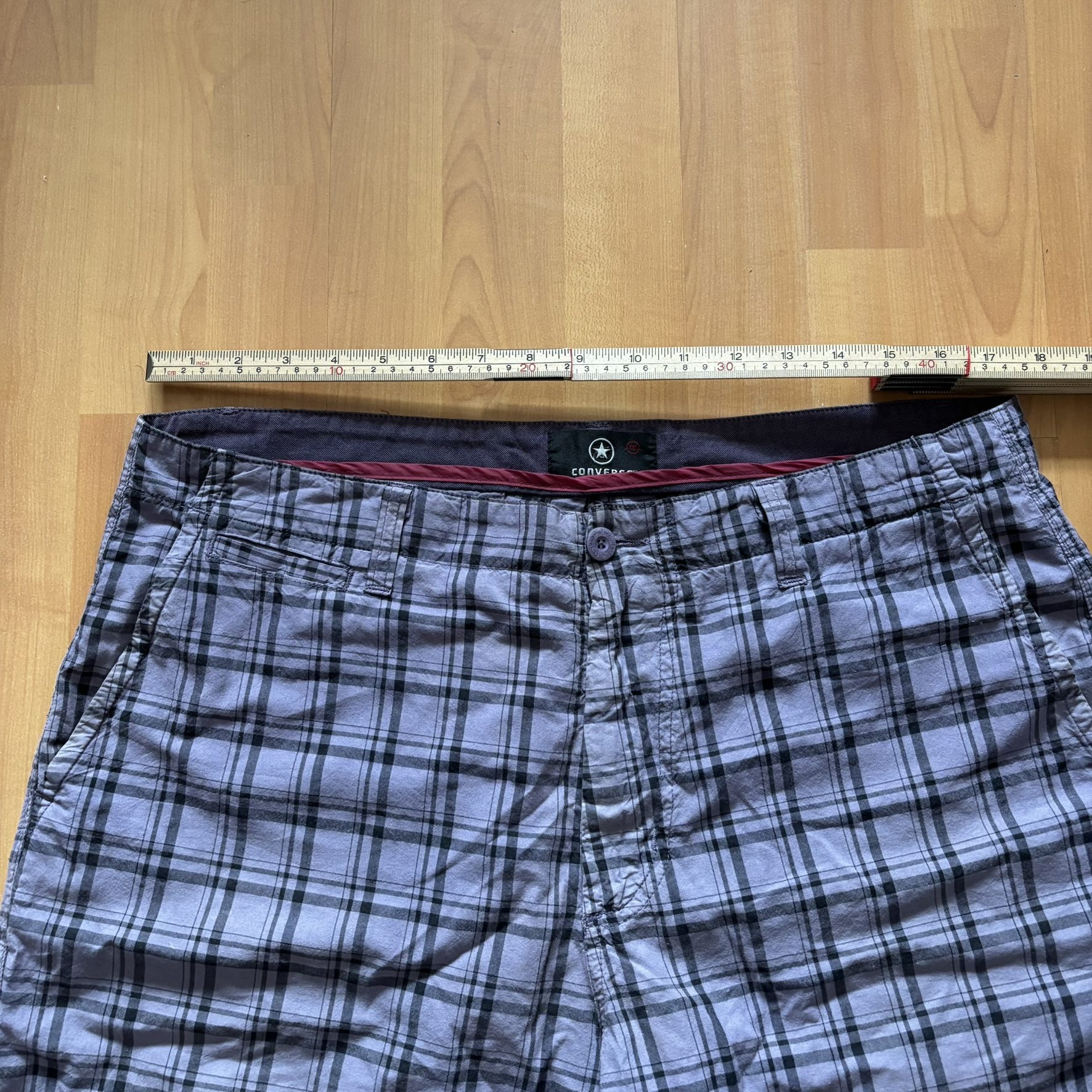 Converse Purple & Black Checked Cotton Shorts 34 Waist image 5