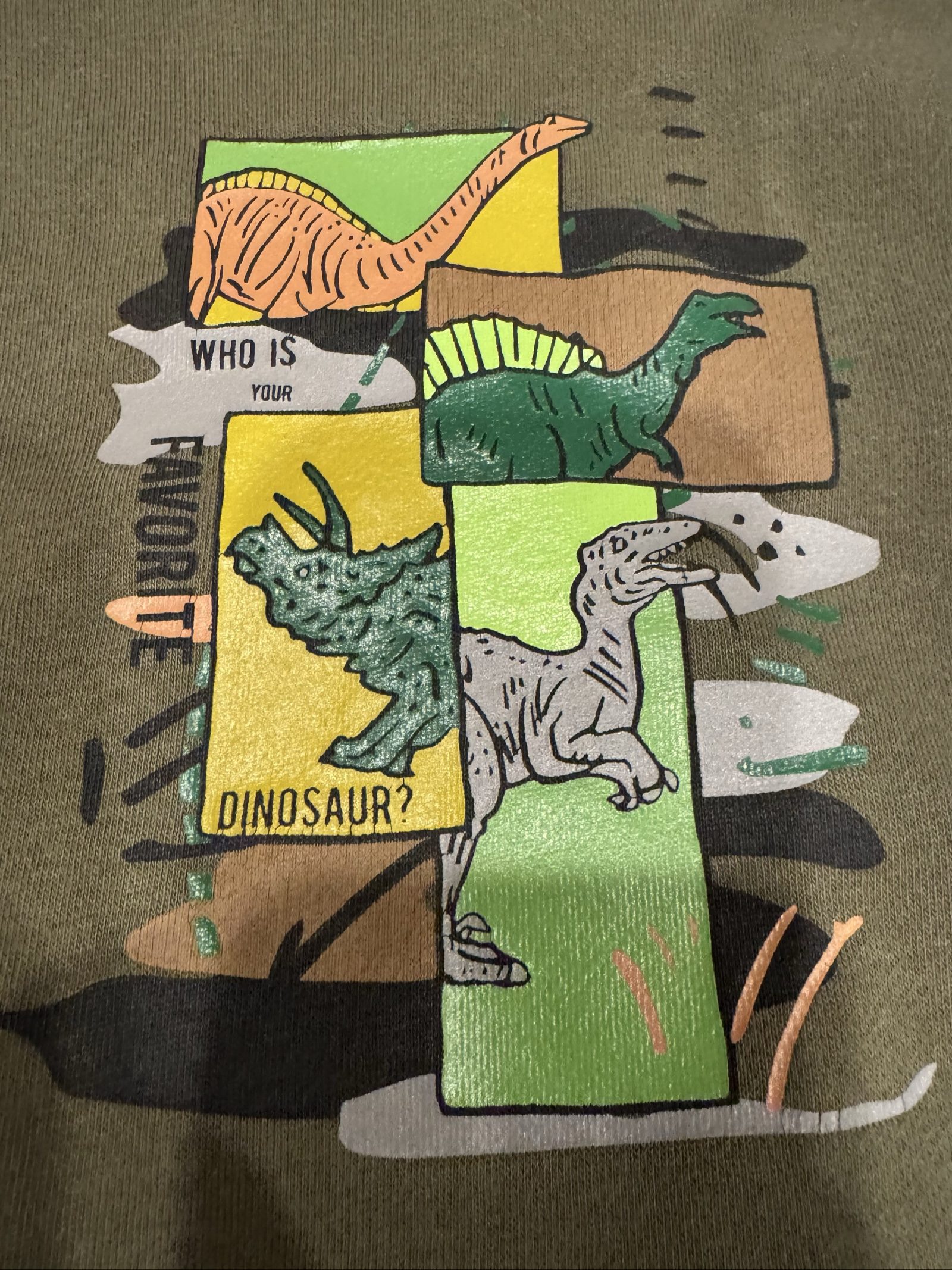 Boys’ Garanimals Dinosaur Graphic Crewneck Sweatshirt – Olive Green – 5T image 2
