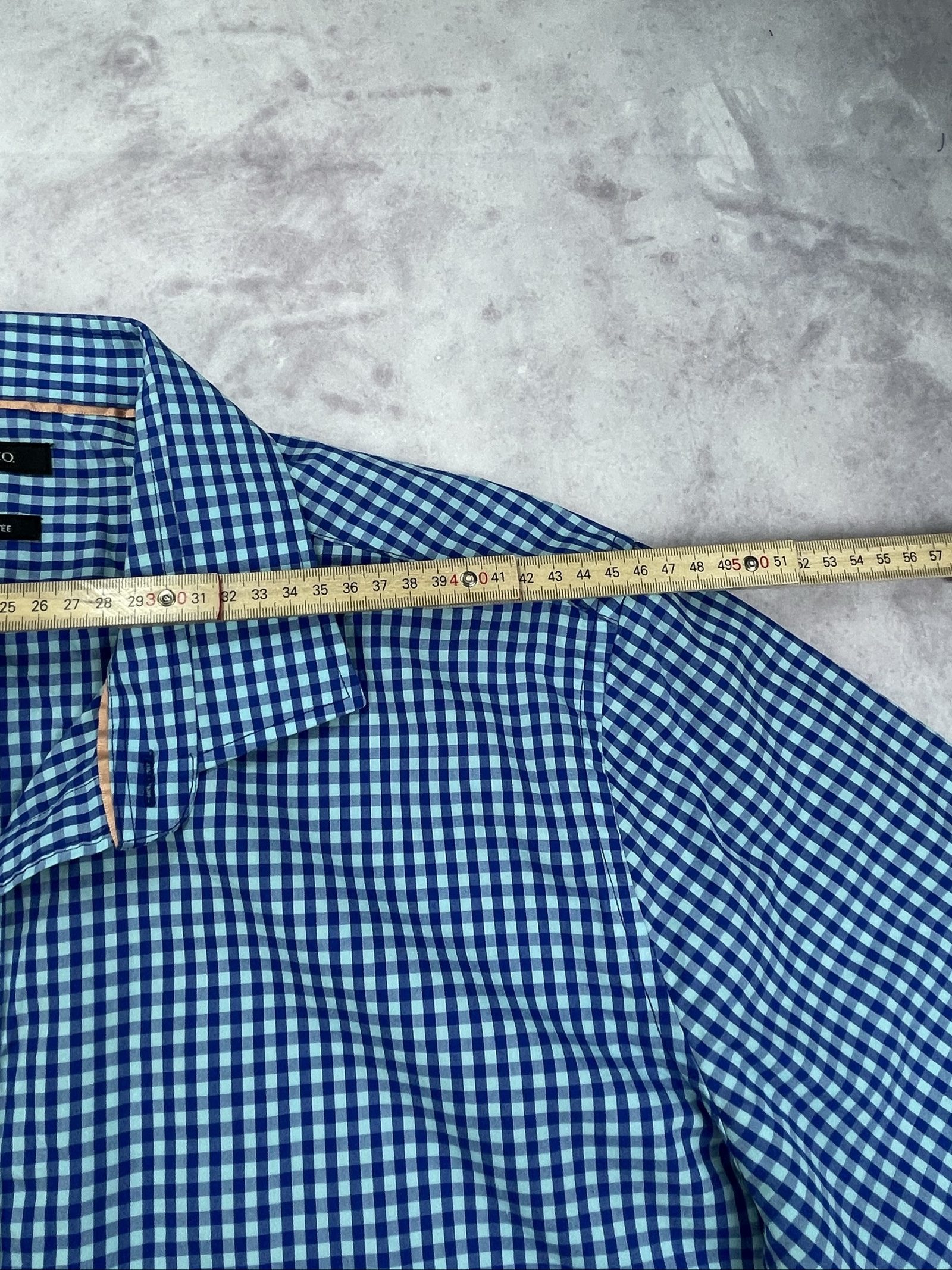 RW&CO 90s vintage boxy cropped Blue Checked Men's Shirt Medium Cotton image 7