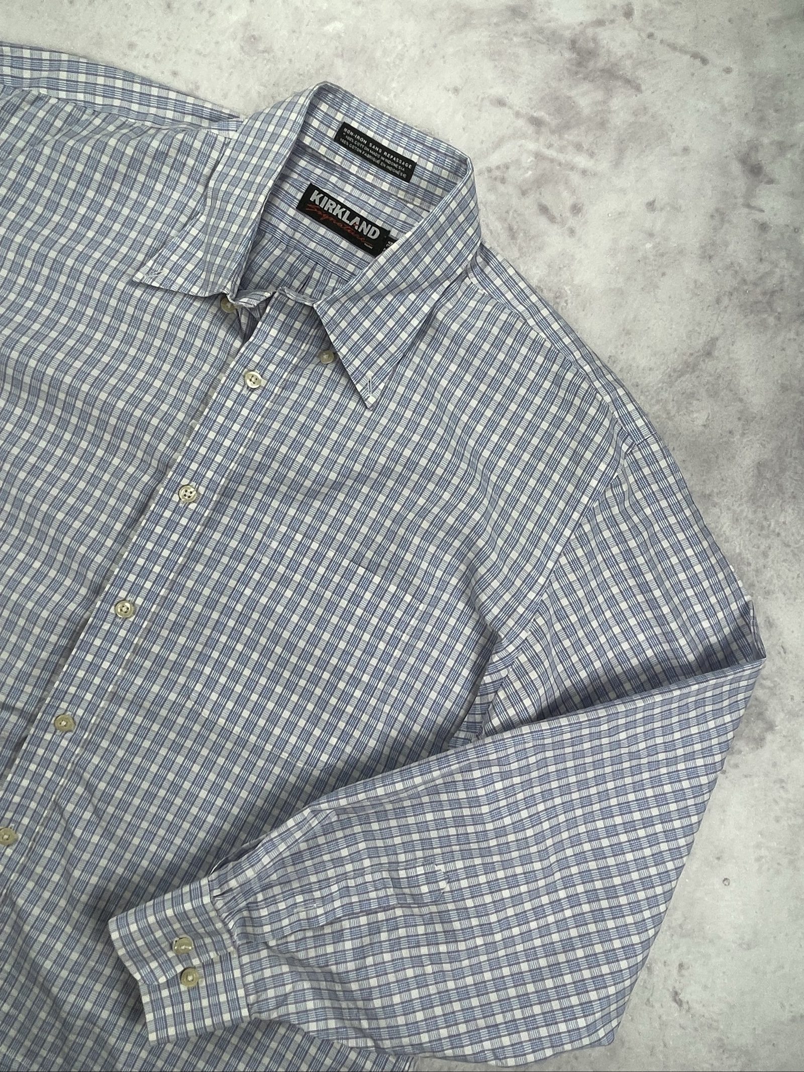Kirkland Blue & White Check Cotton Shirt Large Men image 2
