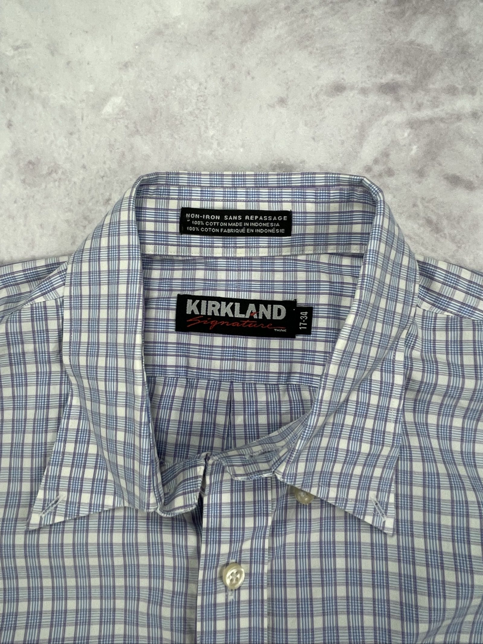 Kirkland Blue & White Check Cotton Shirt Large Men image 6