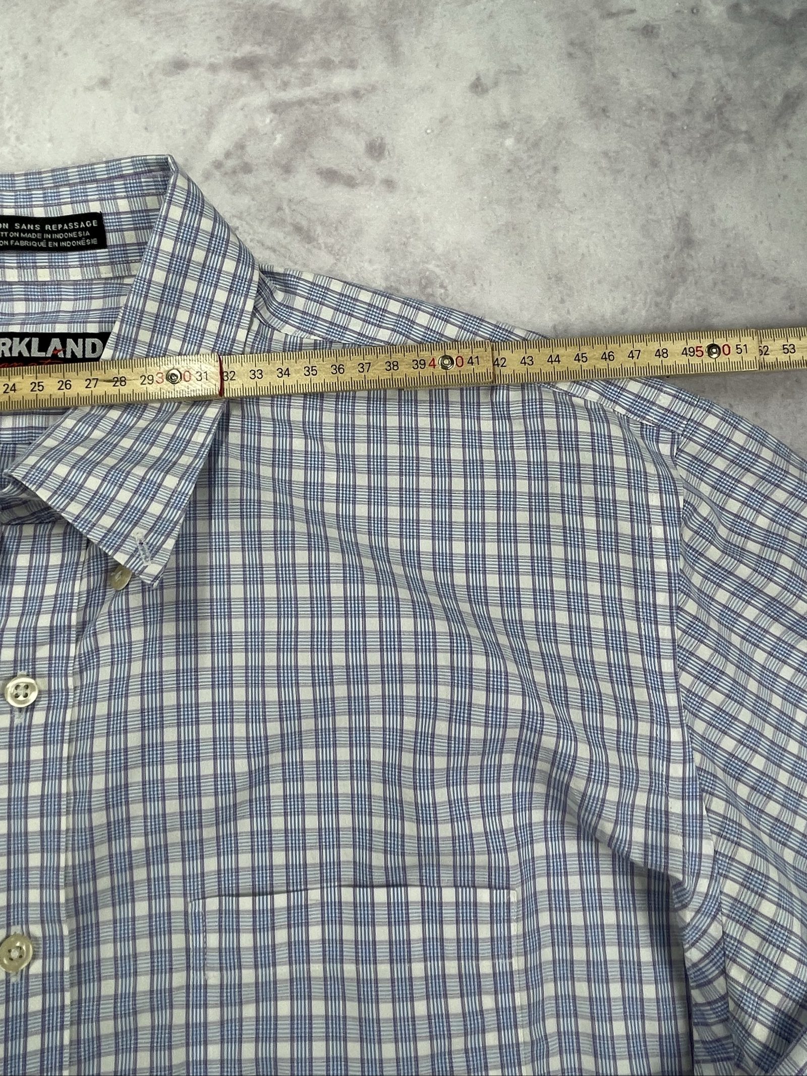 Kirkland Blue & White Check Cotton Shirt Large Men image 7