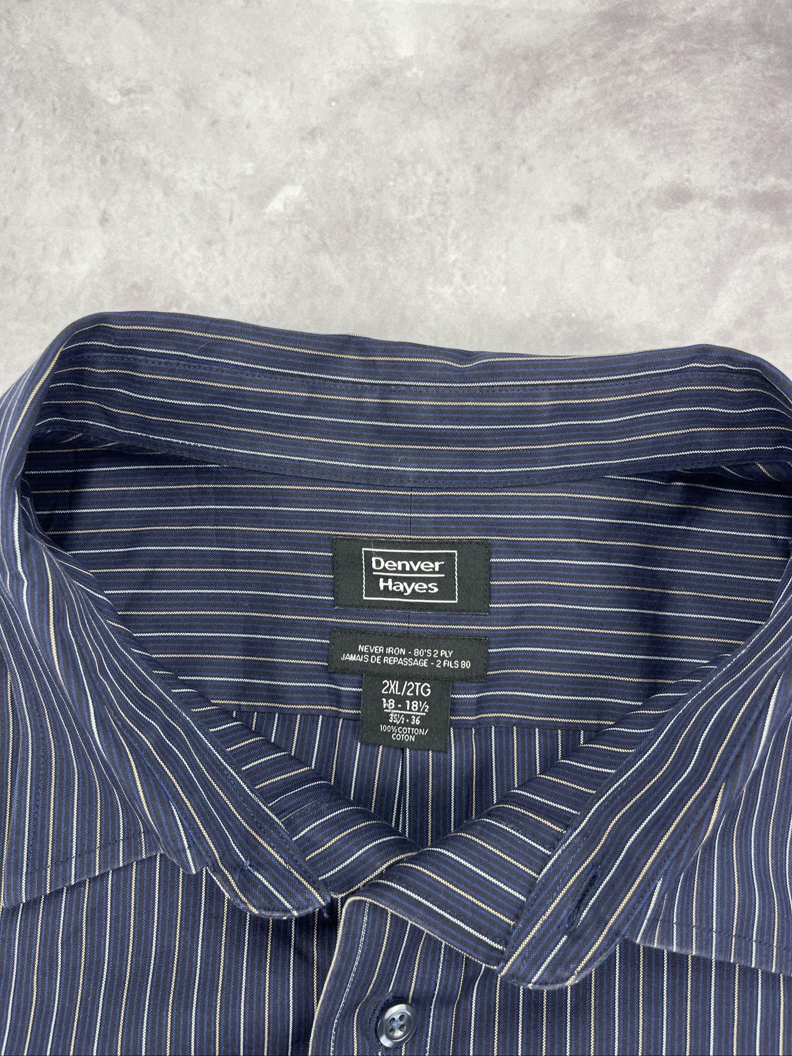 Denver Hayes Navy & White Striped Shirt 2XL Cotton image 6