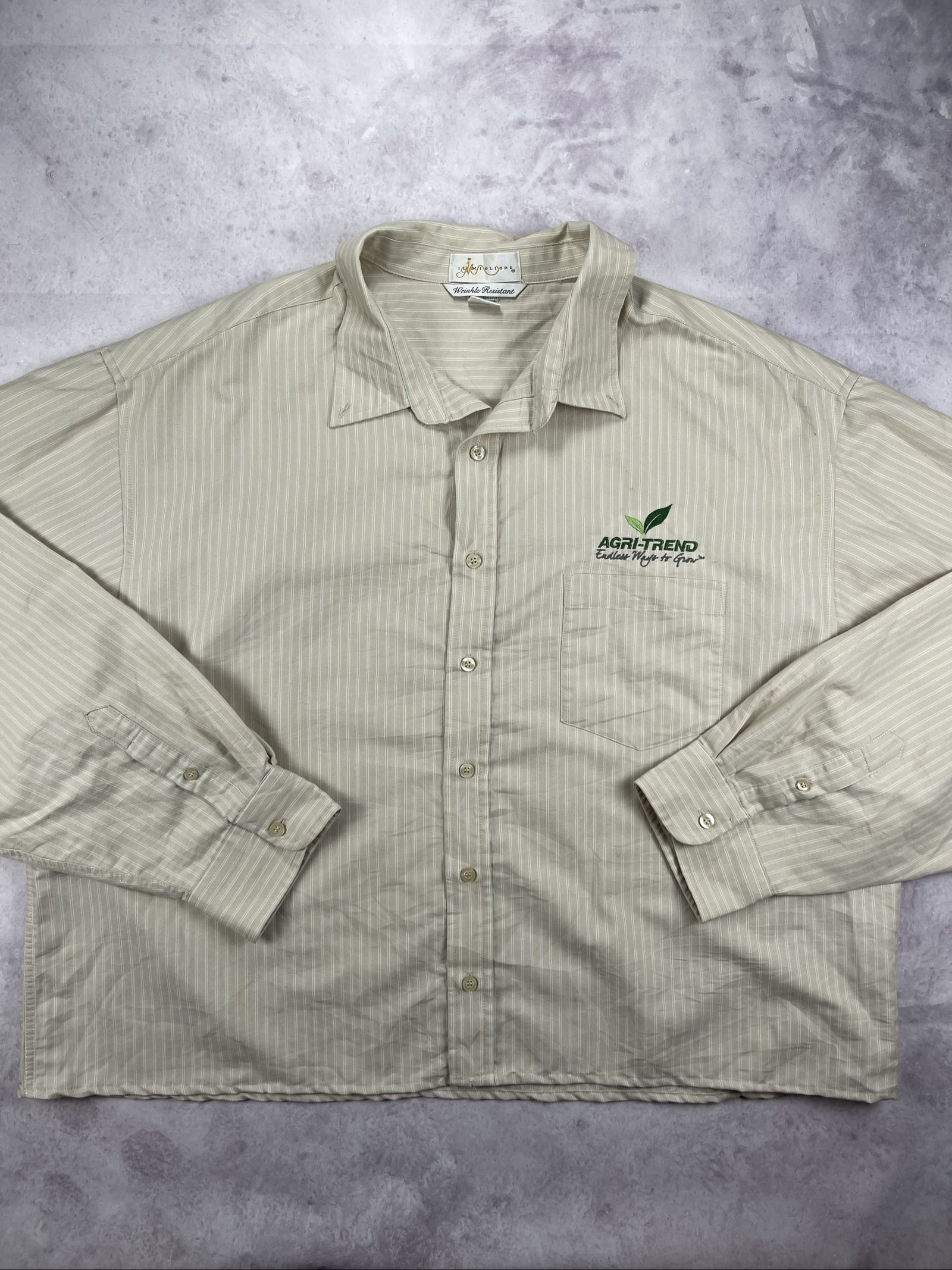 Malione Beige Striped Embroidered Logo Shirt Large image 5