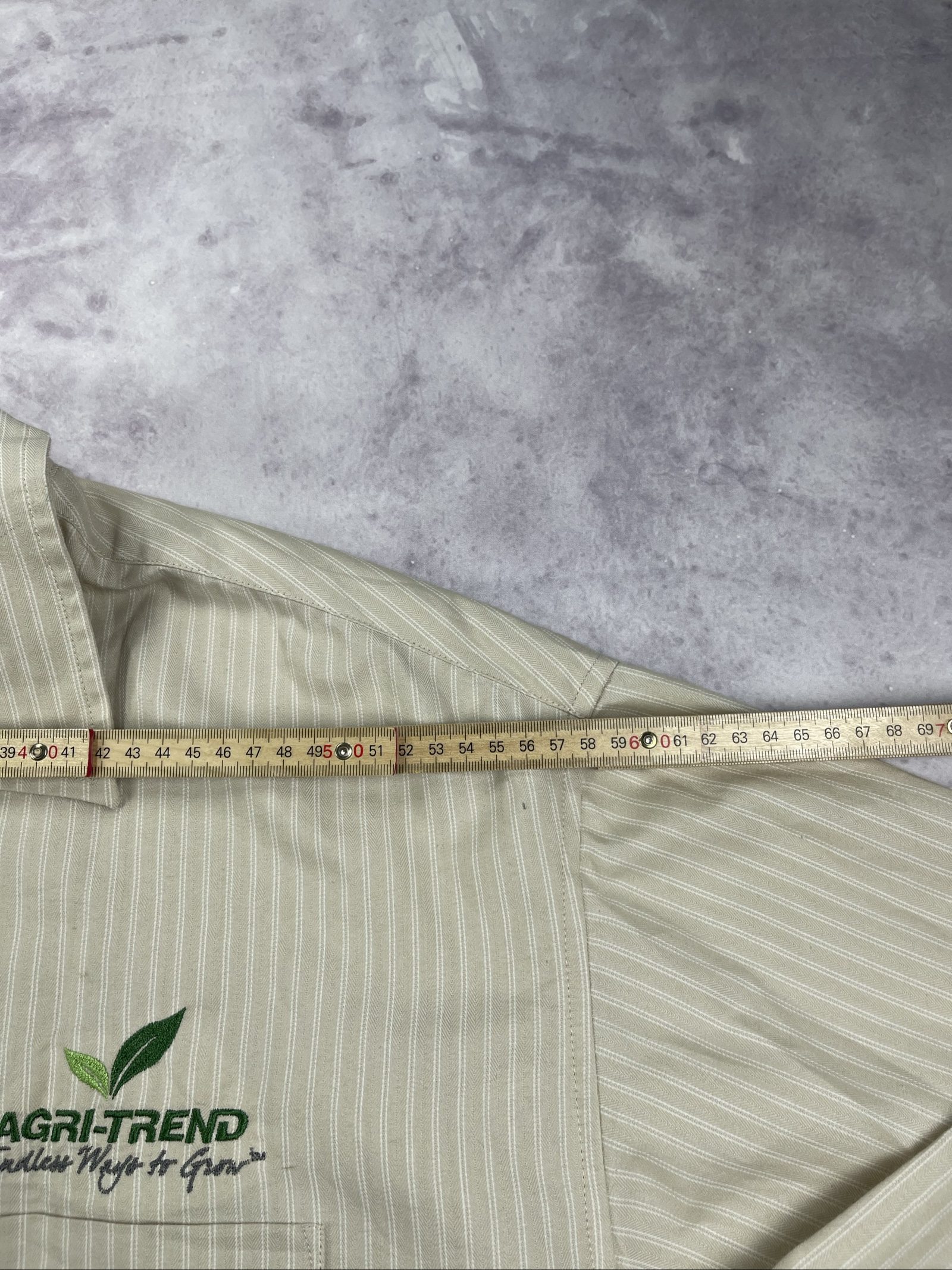 Malione Beige Striped Embroidered Logo Shirt Large image 7