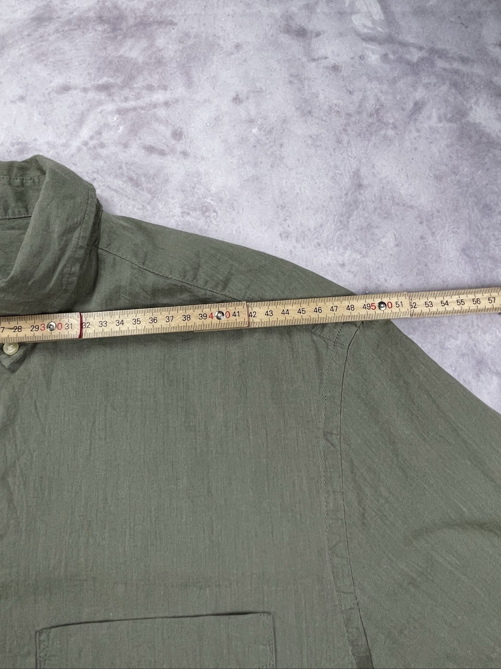 H&M Men's Olive Green Button-Up Linen Shirt Large image 7