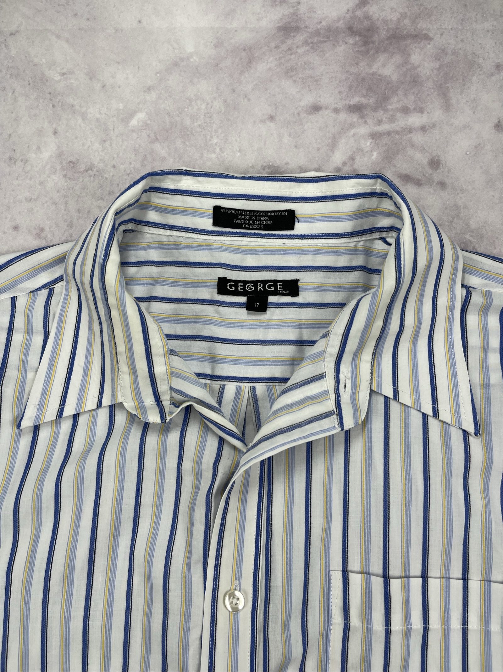 George White, Blue & Beige Striped Button-Up Shirt Large image 5