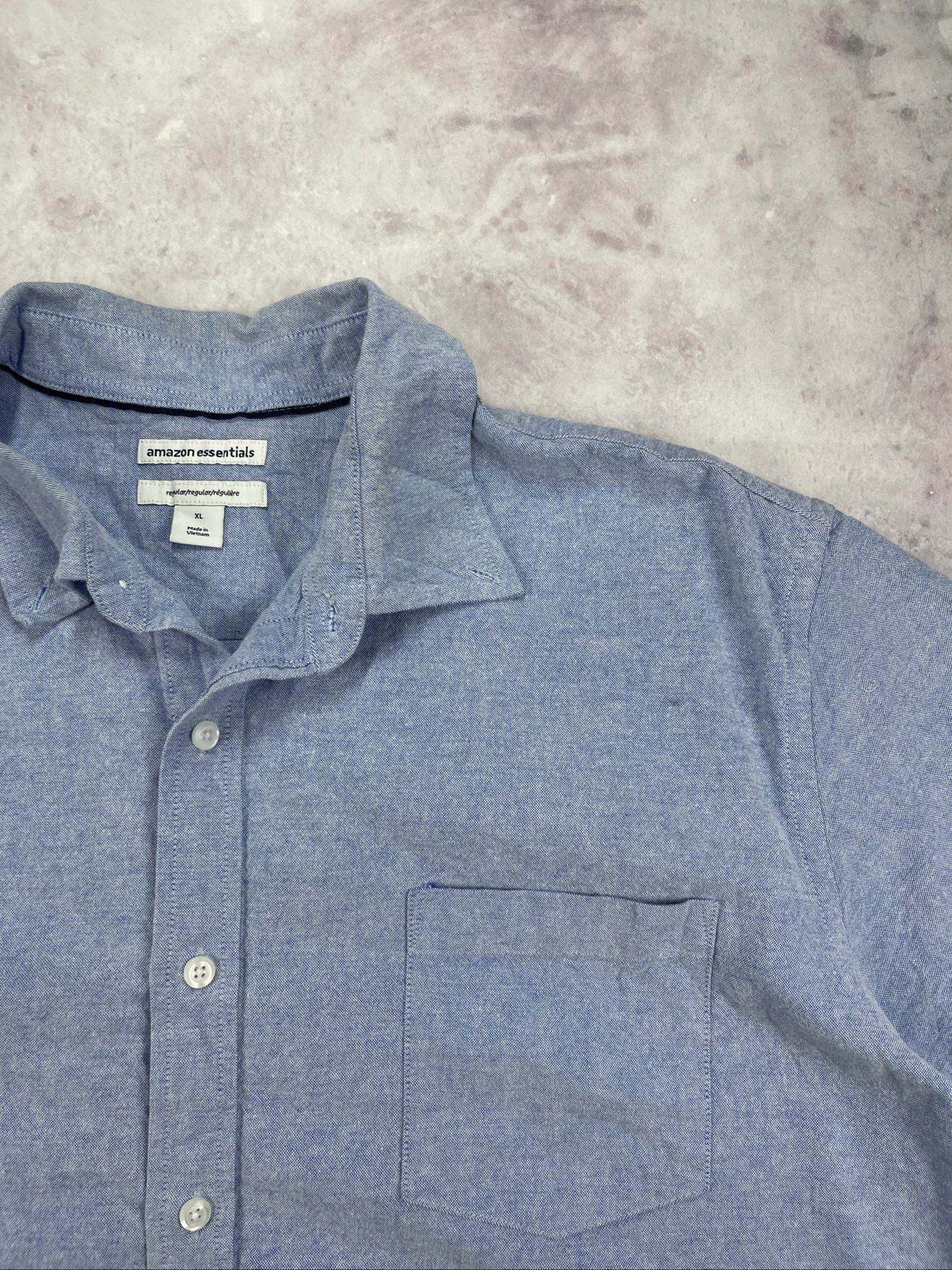 Amazon Essentials Men's Light Blue Short Sleeve Oxford Shirt XL image 5