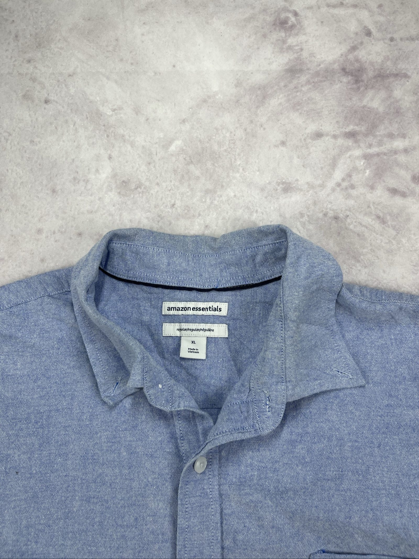 Amazon Essentials Men's Light Blue Short Sleeve Oxford Shirt XL image 6