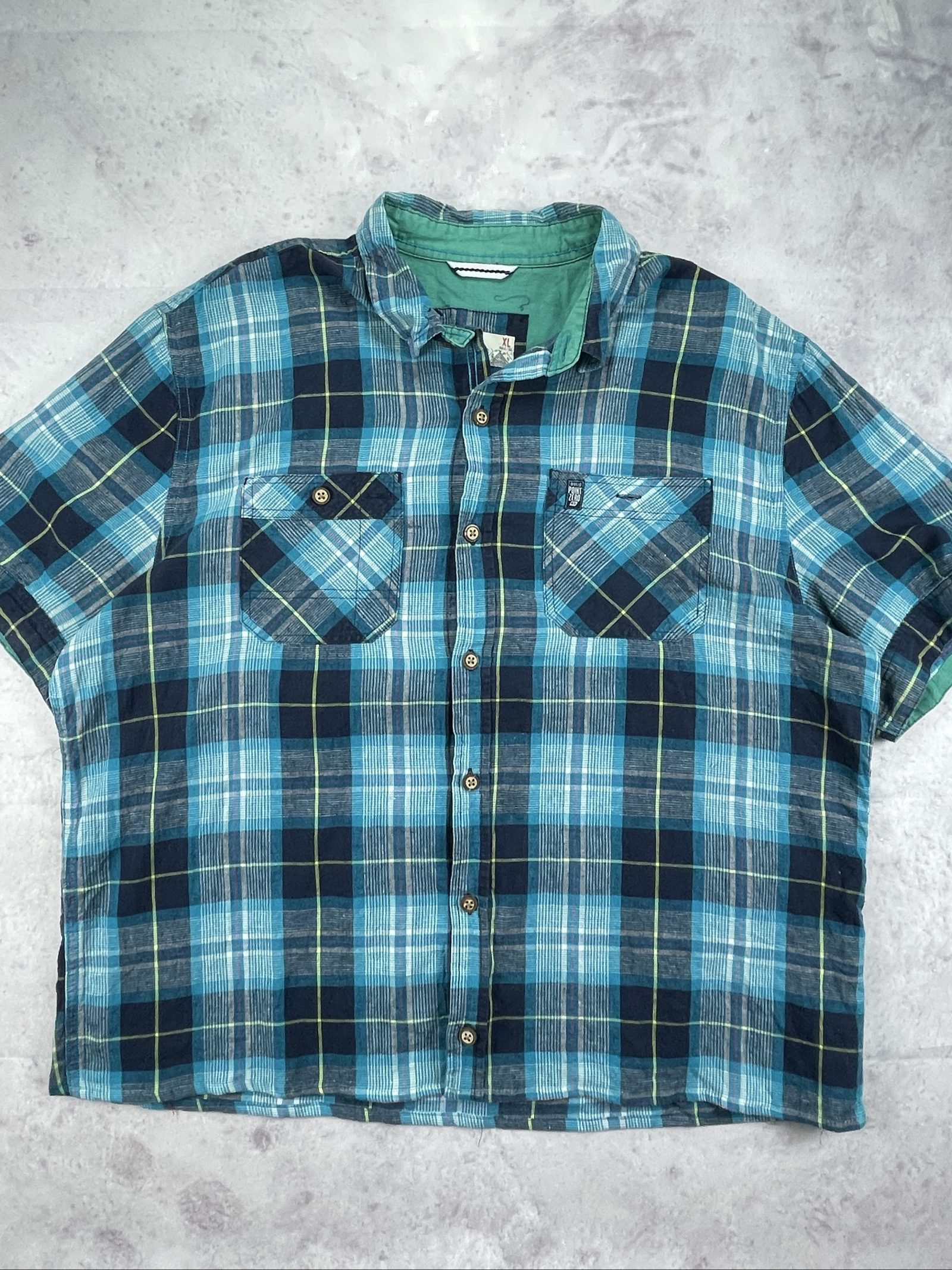 Diesel Men Blue Check Short Sleeve Shirt XL Cotton image 4