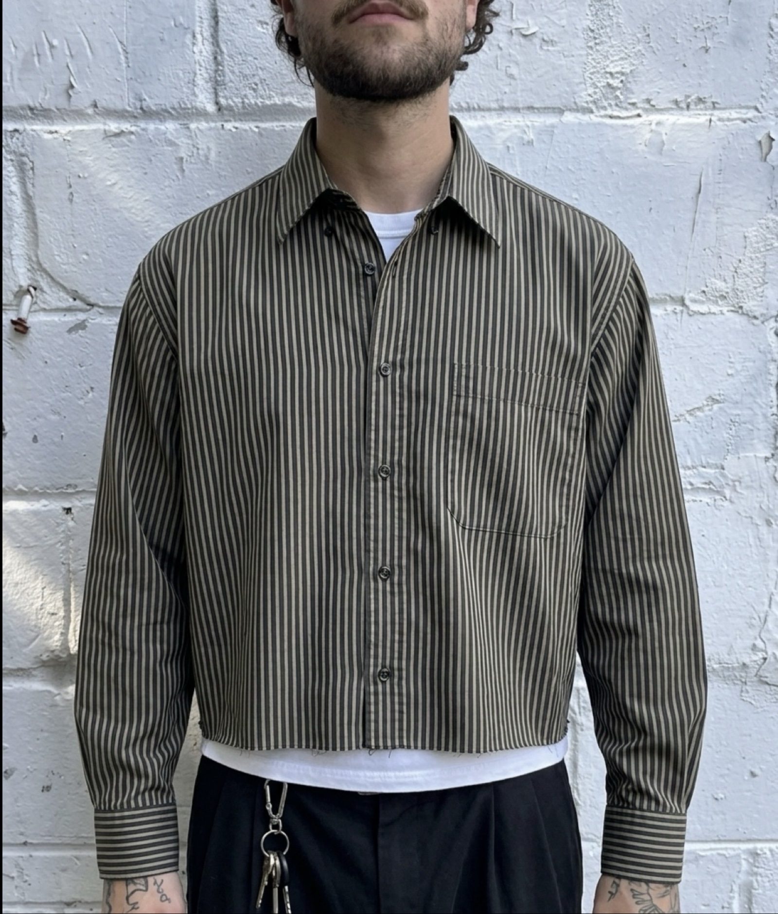 Joseph & Feiss Men's Black & Brown Stripe Non Iron Shirt XL
