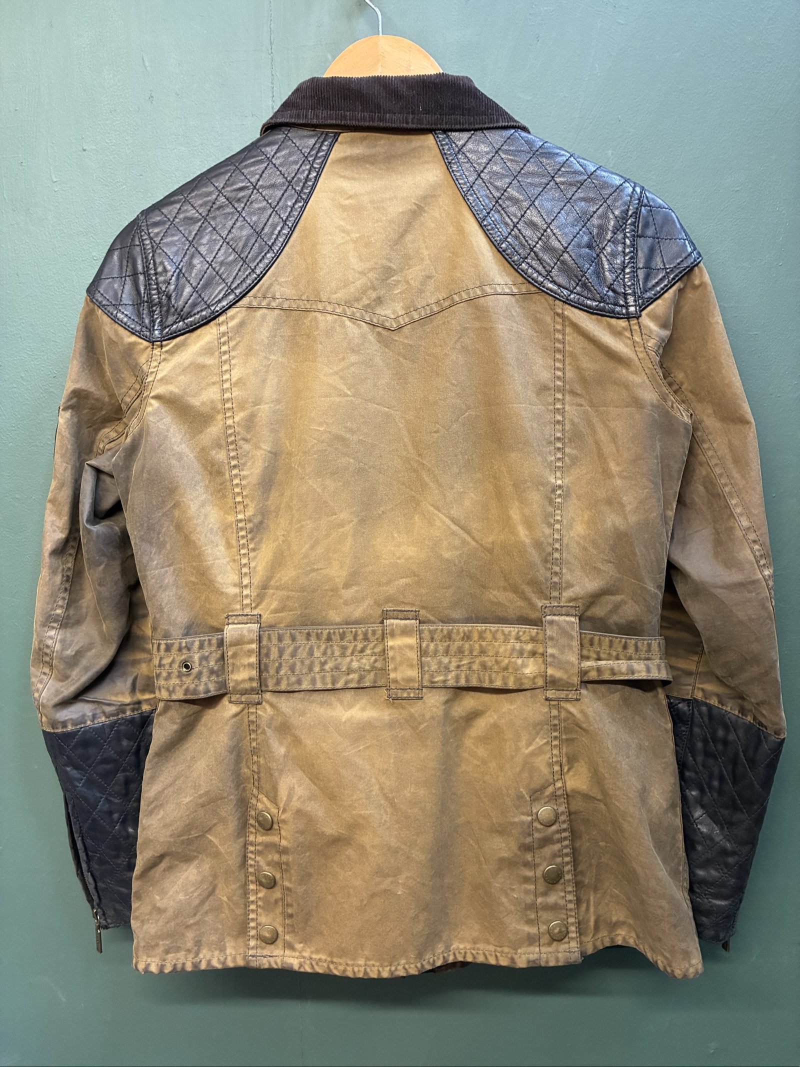 Barbour gold label X Temperley Brown & Black Waxed Cotton & Leather Jacket UK 10 image 2