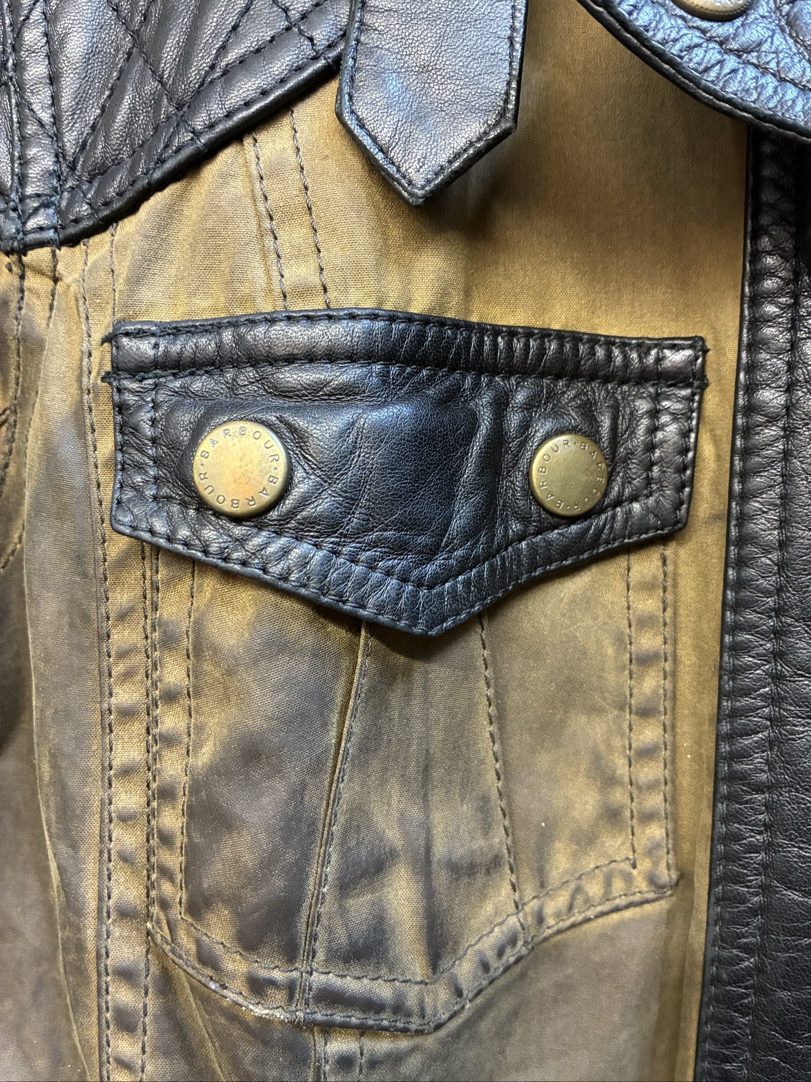 Barbour gold label X Temperley Brown & Black Waxed Cotton & Leather Jacket UK 10 image 4