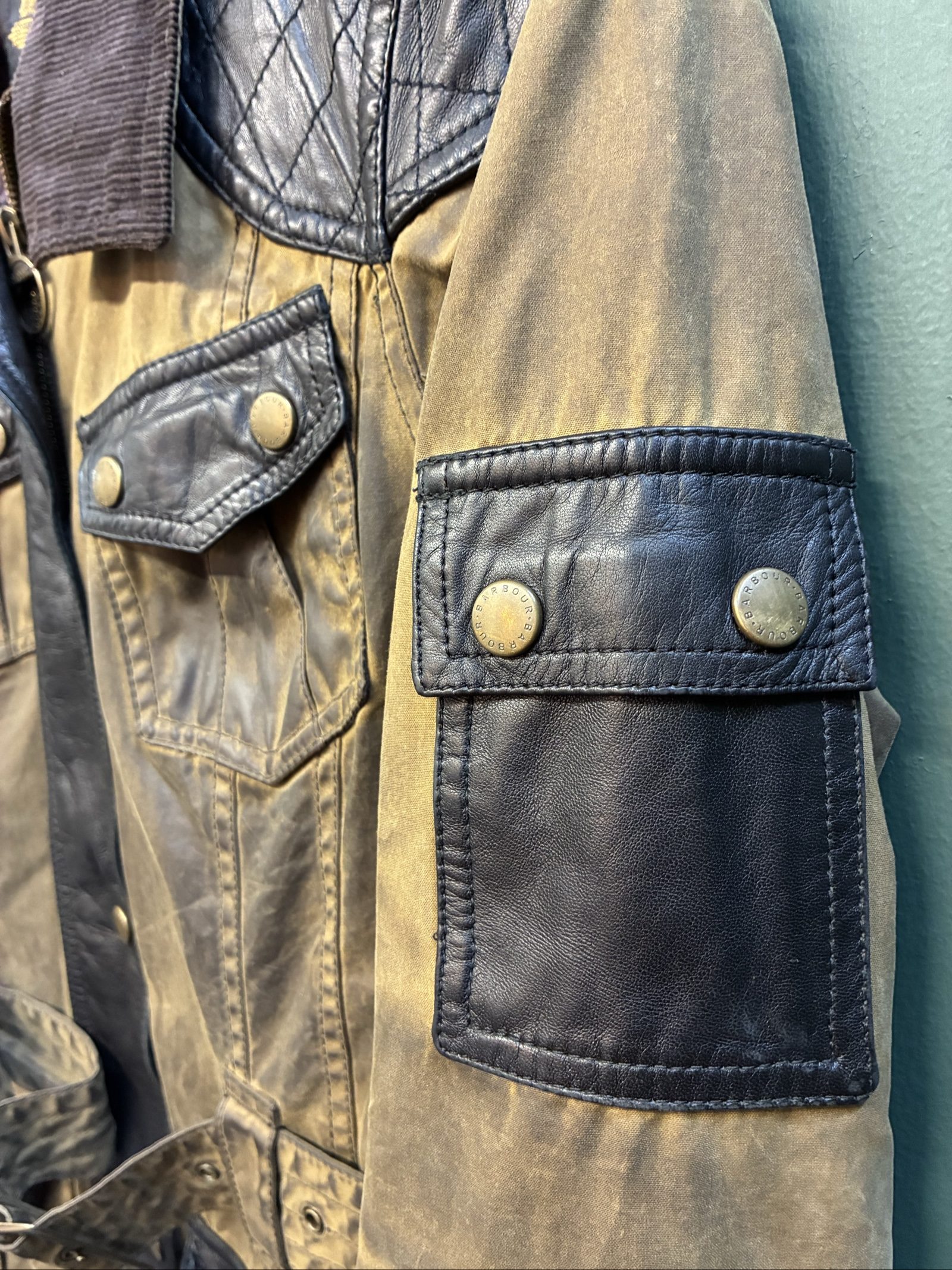 Barbour gold label X Temperley Brown & Black Waxed Cotton & Leather Jacket UK 10 image 5