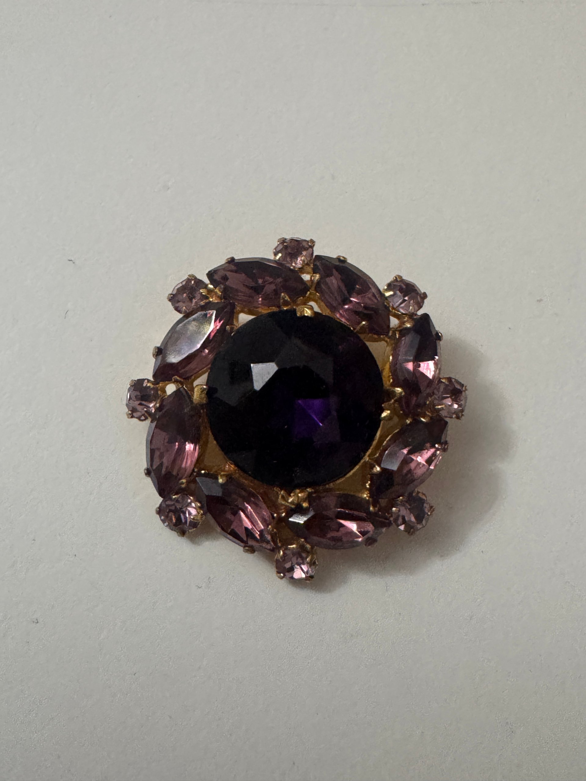Purple & Pink Gemstone Round Brooch Vintage Style Jewel-Ja-7 image 3