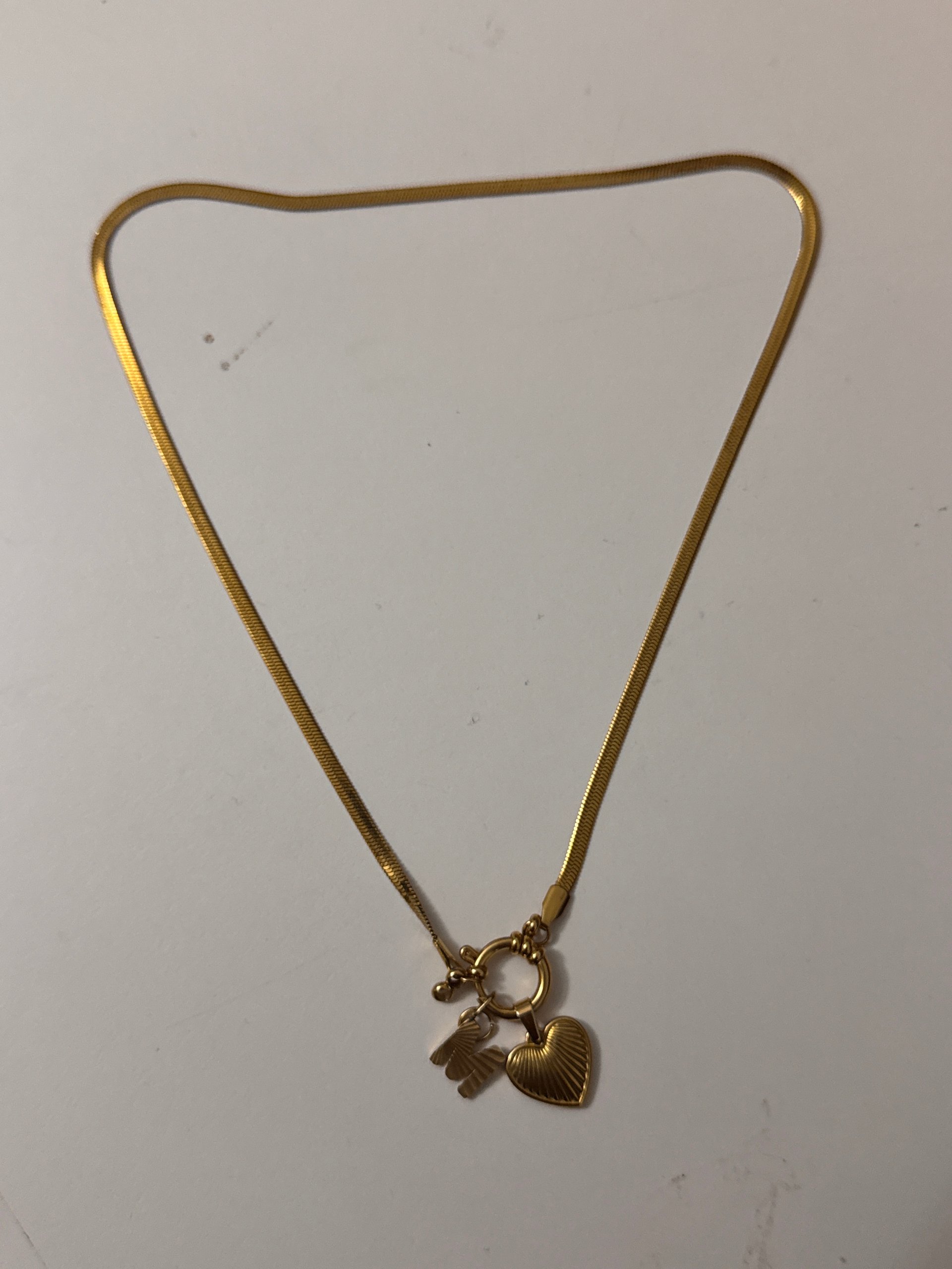 Gold Tone Heart Charm Pendant Necklace Unisex Jewel-Ja-7 image 2