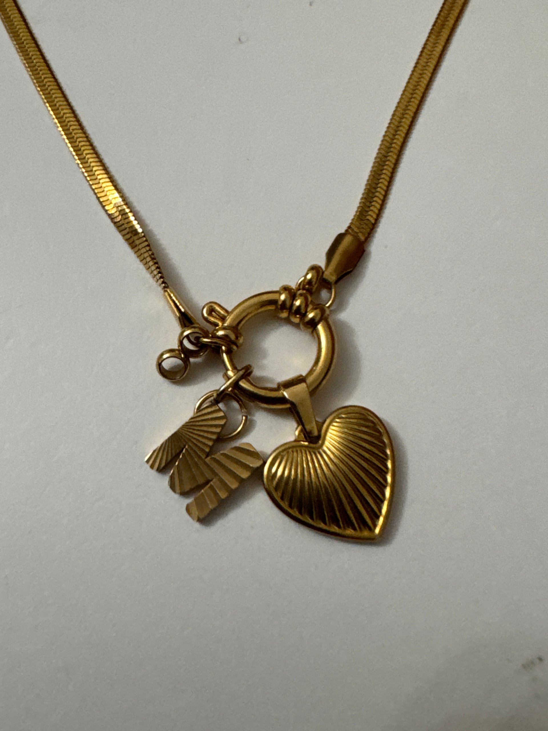 Gold Tone Heart Charm Pendant Necklace Unisex Jewel-Ja-7 image 4