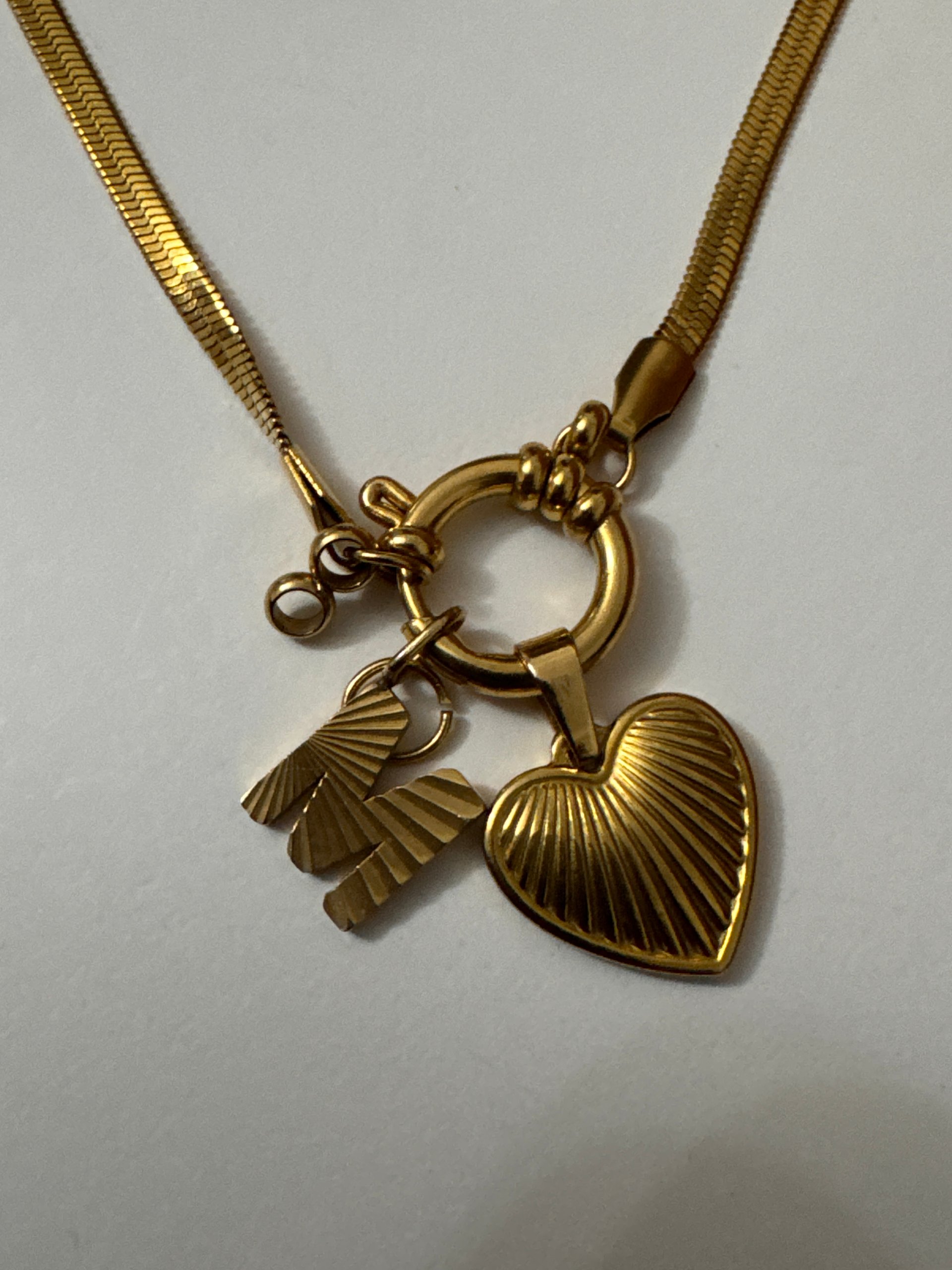 Gold Tone Heart Charm Pendant Necklace Unisex Jewel-Ja-7 image 5