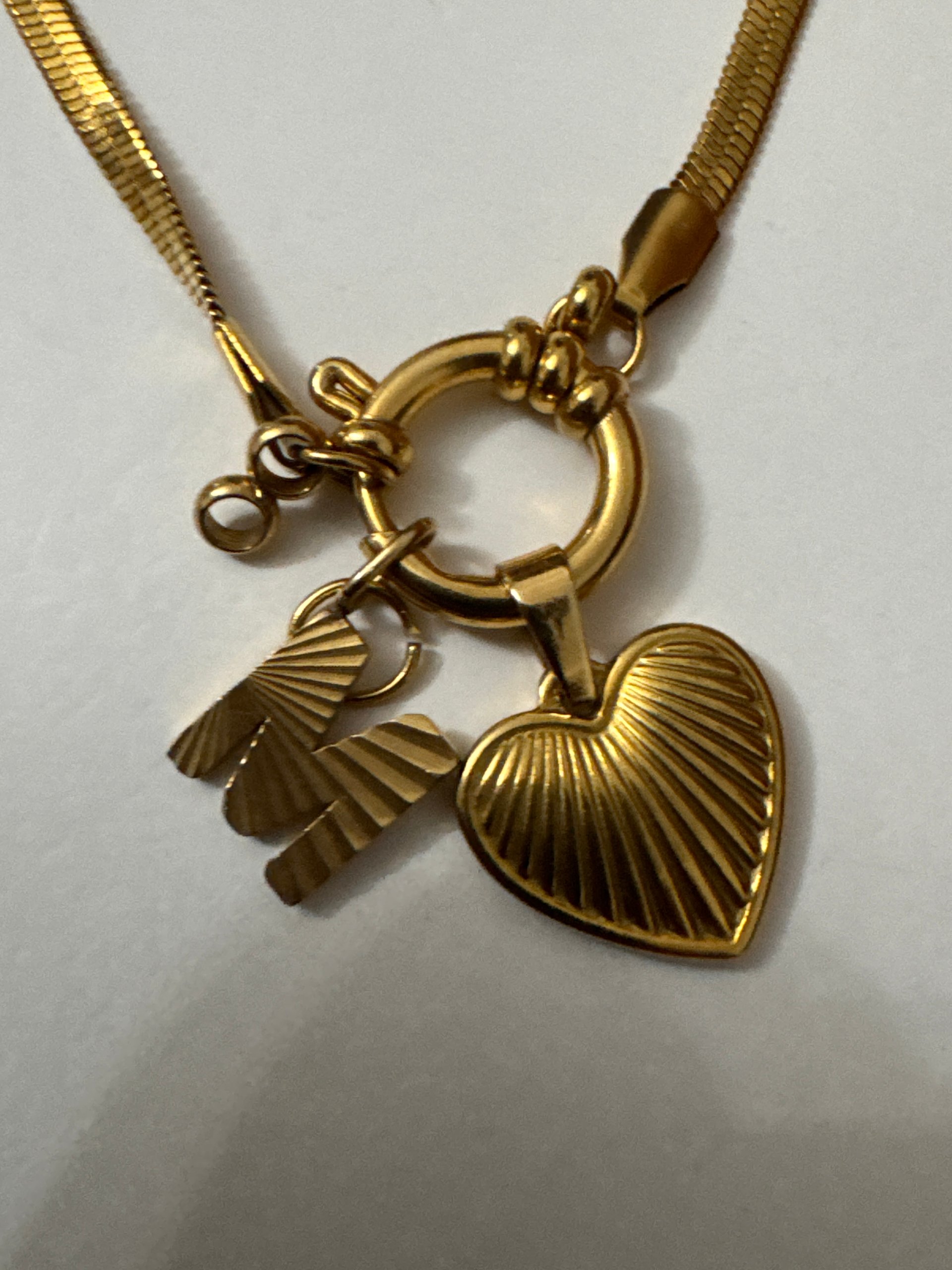 Gold Tone Heart Charm Pendant Necklace Unisex Jewel-Ja-7 image 6