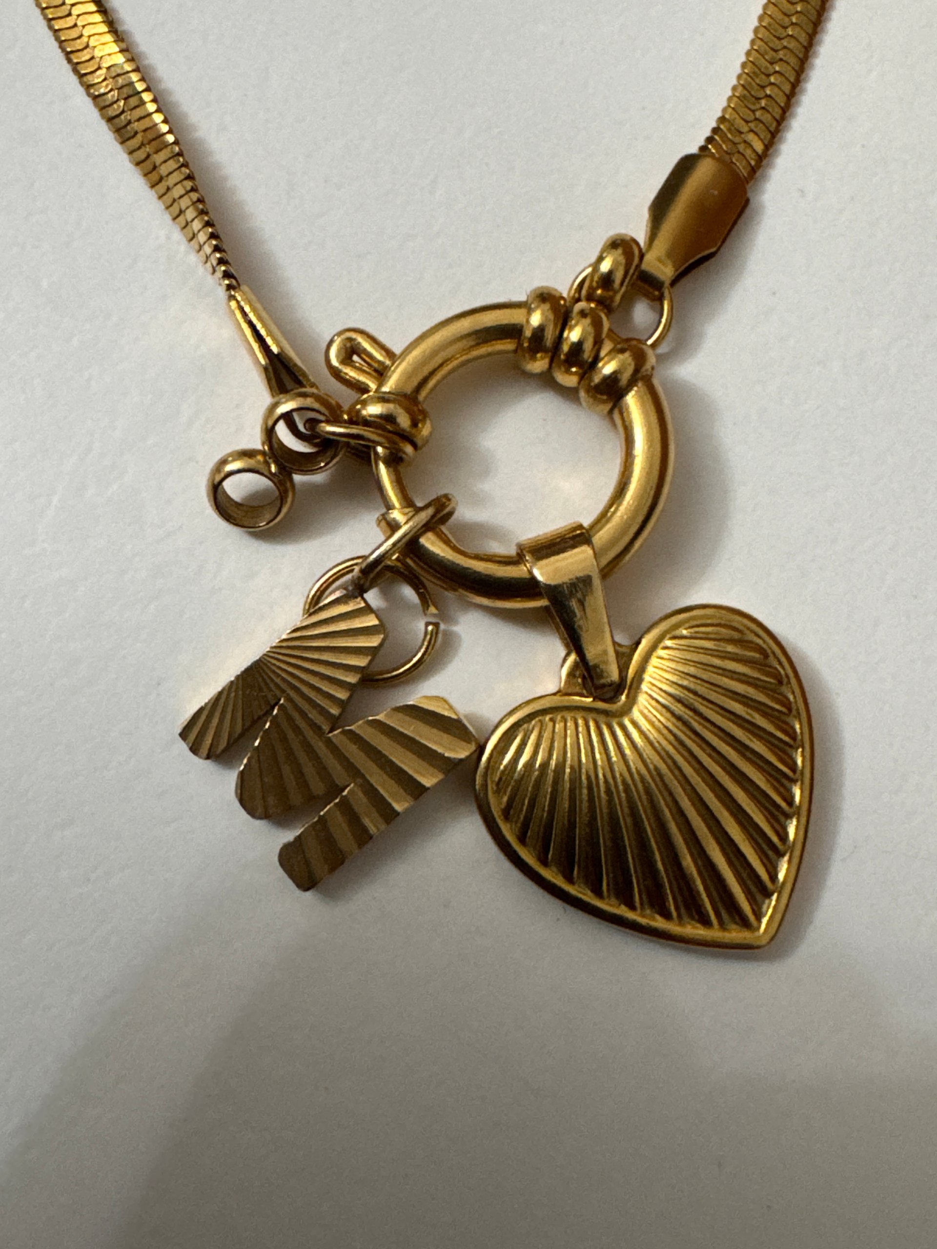 Gold Tone Heart Charm Pendant Necklace Unisex Jewel-Ja-7 image 7