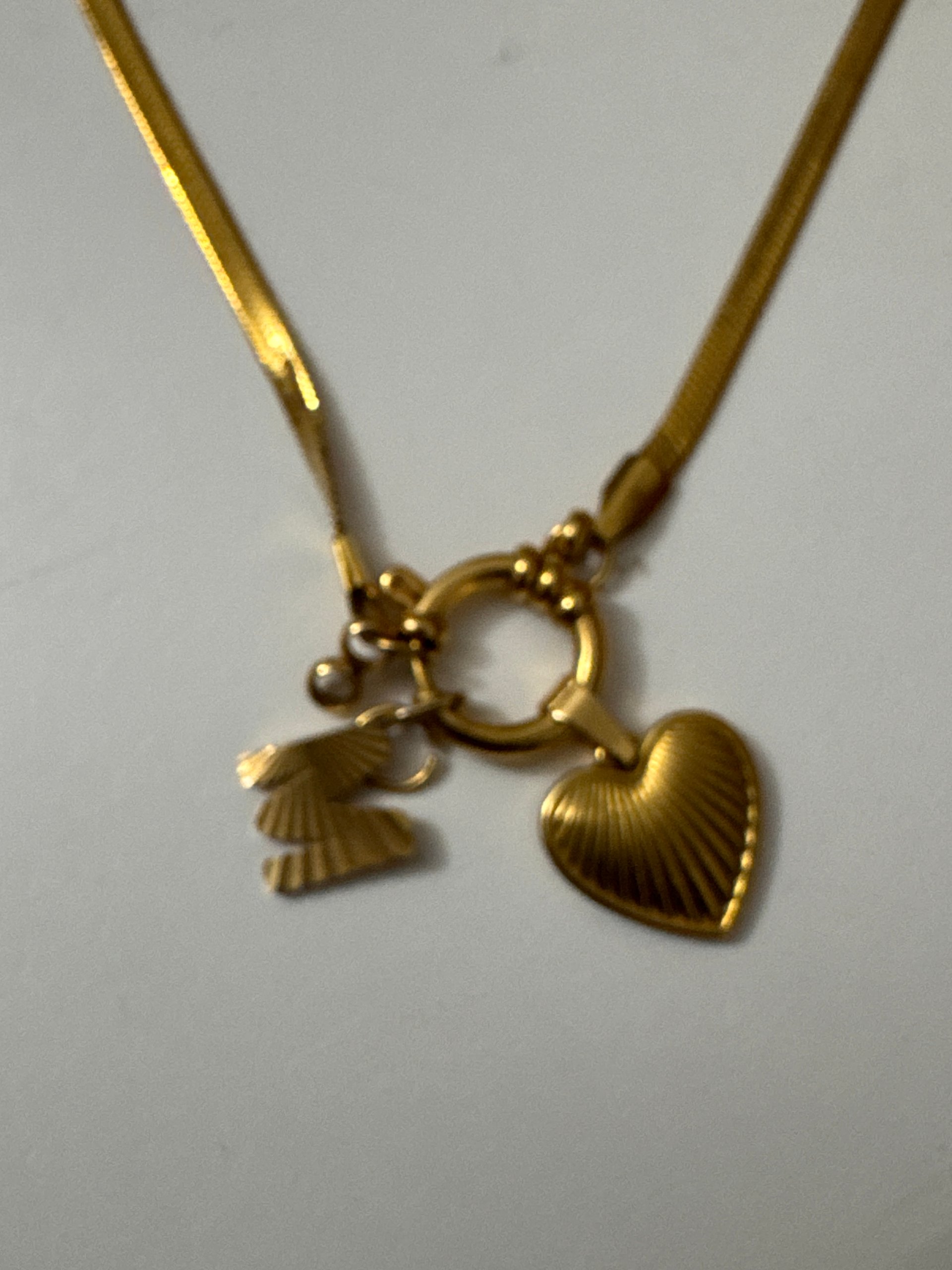 Gold Tone Heart Charm Pendant Necklace Unisex Jewel-Ja-7 image 8